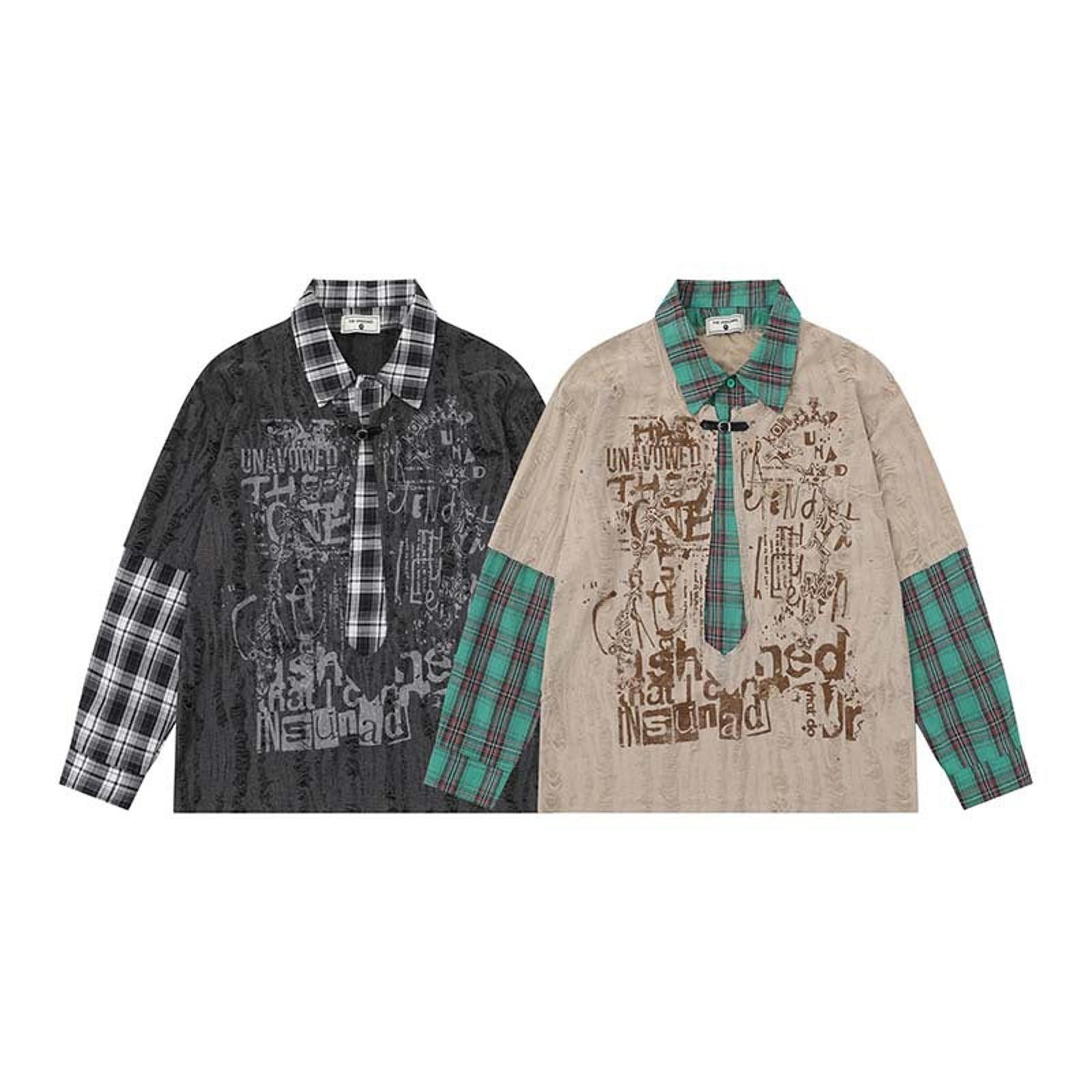 Other Plaid-Collar Faux-Layer Graffiti Typography Shirt Size M / US 6-8 / IT 42-44 - 5 Thumbnail