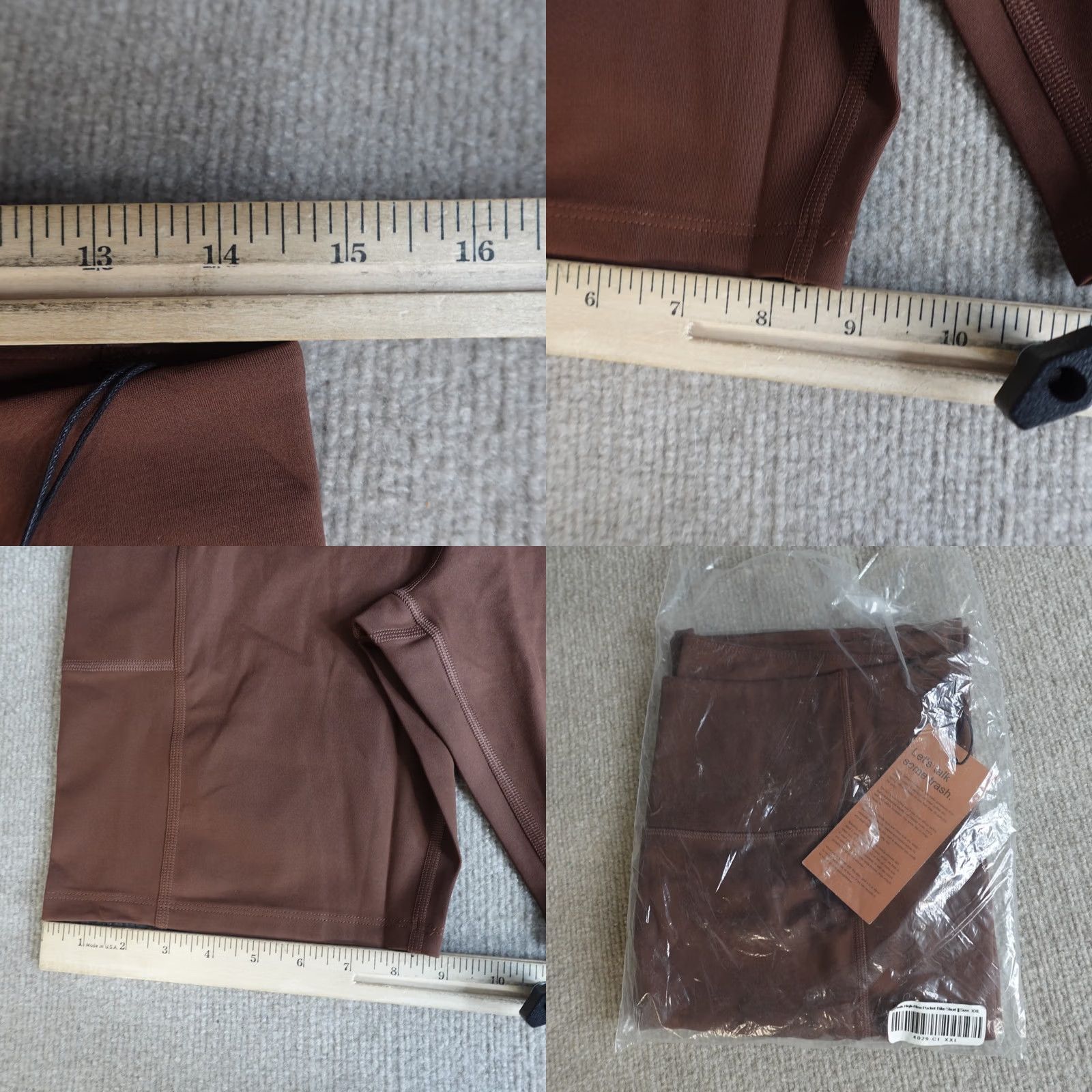 Girlfriend Collective VINTAGE Girlfriend Collective Womens Shorts 2XL Brown Solid Bike High Rise NEW Size 40" / US 18 - 9 Thumbnail