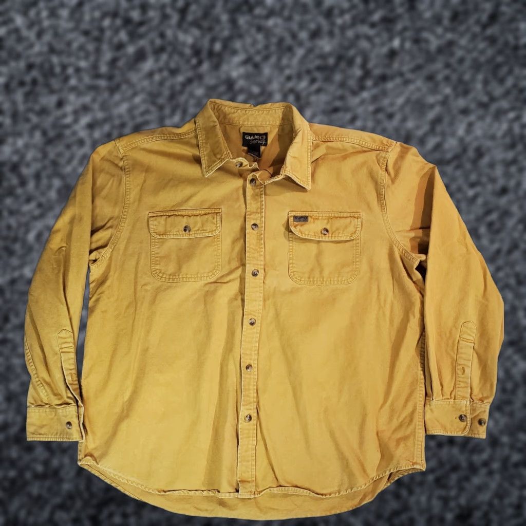 Vintage Guide Series Signature Shirt Chamois Cotton Long Sleeve XL Mens Yellow Button-Up Pockets Casual Outdoor Workwear Size US XL / EU 56 / 4 - 1 Thumbnail