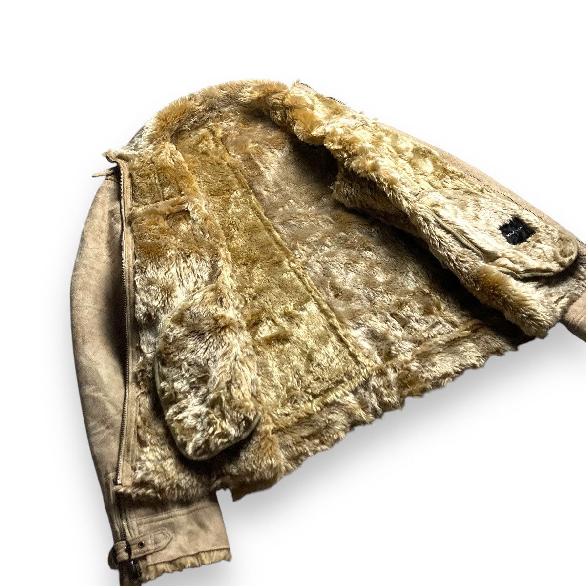 Le Grande Bleu (L.G.B.) 🇯🇵 MALE & CO SUEDE LEATHER LINED FAUX FUR JACKET Size US XL / EU 56 / 4 - 14 Thumbnail