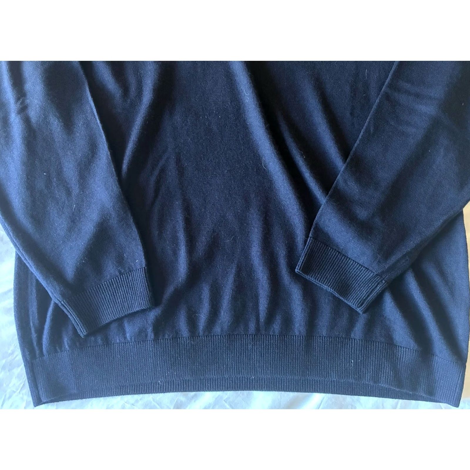 Hart Schaffner Marx Hart Schaffner Marx Sweater V-Neck Men 2XT Navy Wool Extra Fine Merino Pullover Long Sleeve Solid Knit Classic Luxury Big & Tall Size US XXL / EU 58 / 5 - 3 Thumbnail