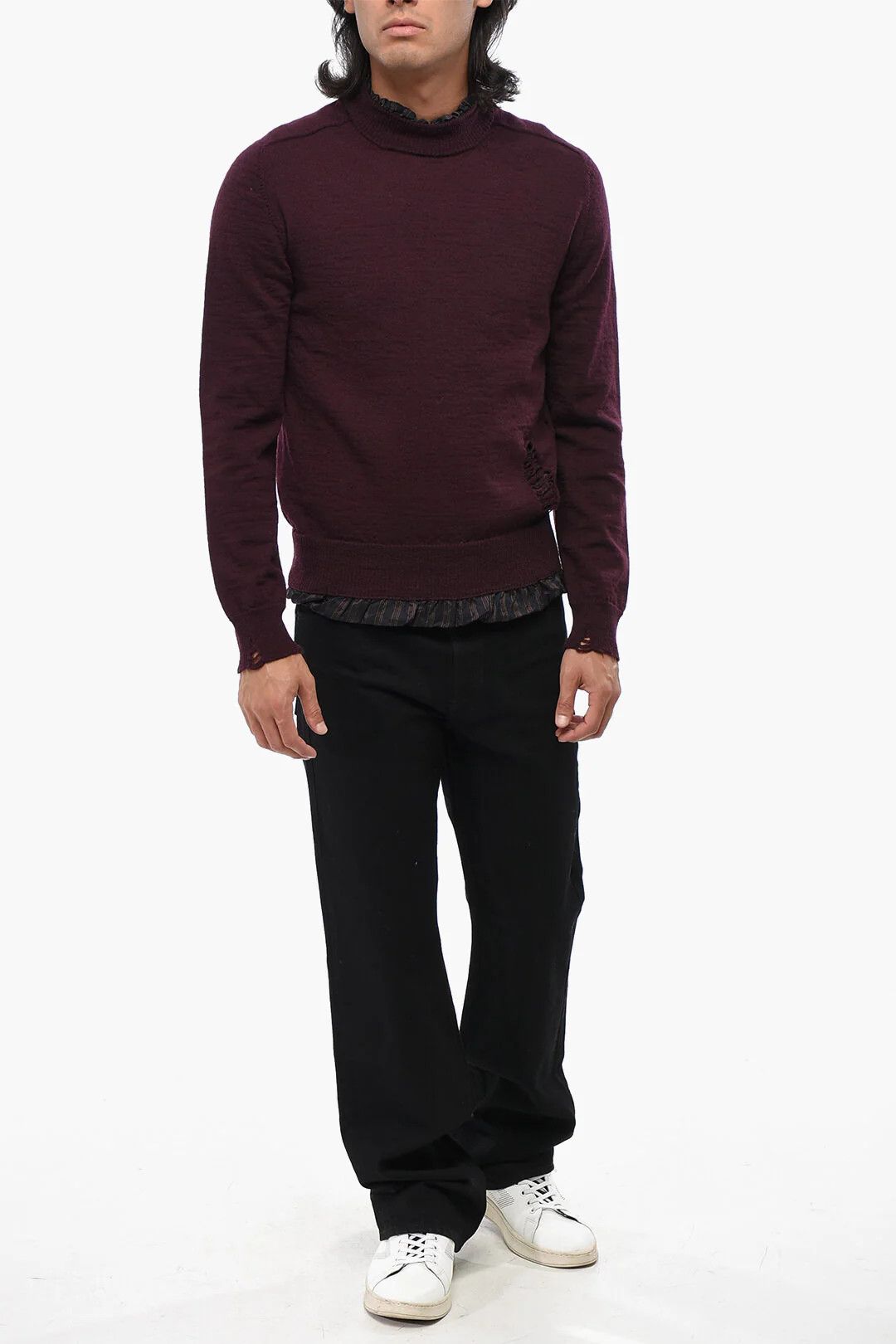 Maison Margiela og1mm0326 Wool Crewneck Sweater in Burgundy Size US M / EU 48-50 / 2 - 4 Thumbnail