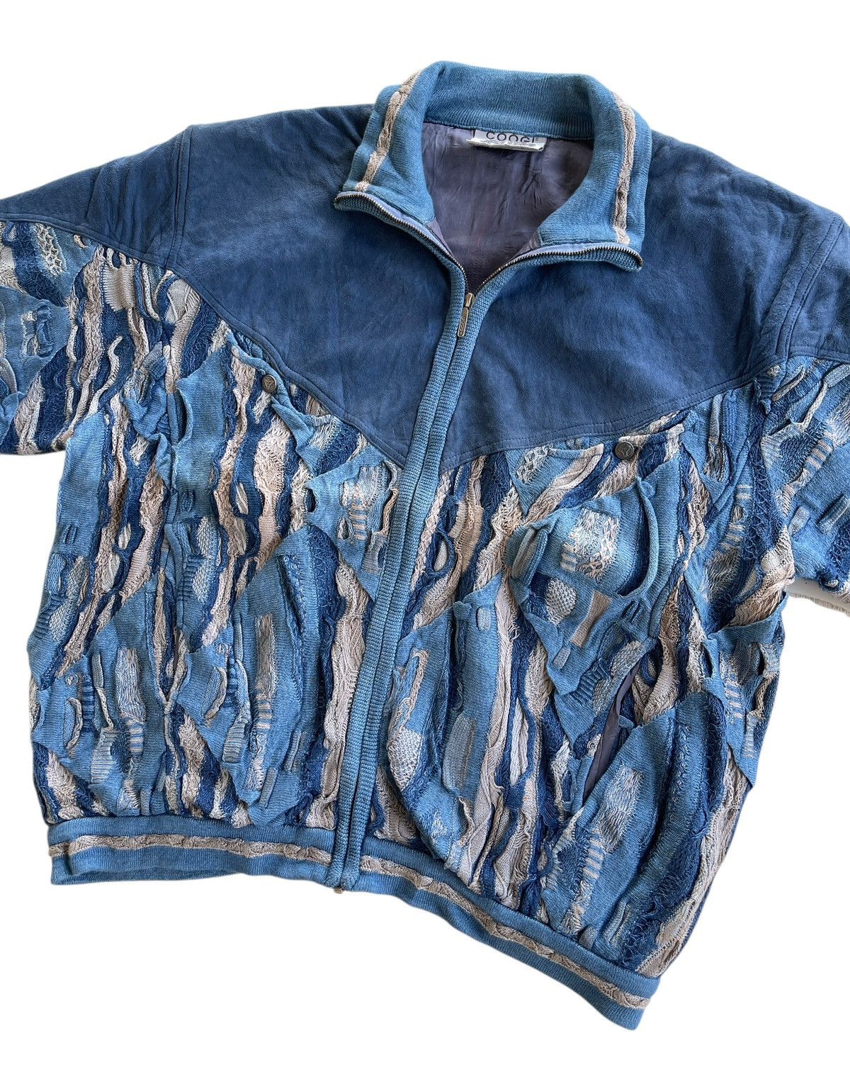 Coogi Vintage Coogi Suede Indigo Dyed Bomber Jacket Size US L / EU 52-54 / 3 - 9 Thumbnail