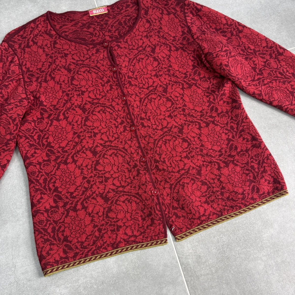 Vintage Vintage Oleana Wool Floral Women Button Cardigan Sweater Size M / US 6-8 / IT 42-44 - 10 Thumbnail