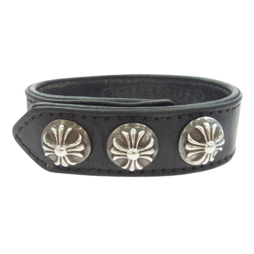 アクセサリー Chrome Hearts 3 Button 2 Snap Leather NO US TARIFF! CHROME HEARTS 3 BUTTON 2 SNAP LEATHER BRACELET