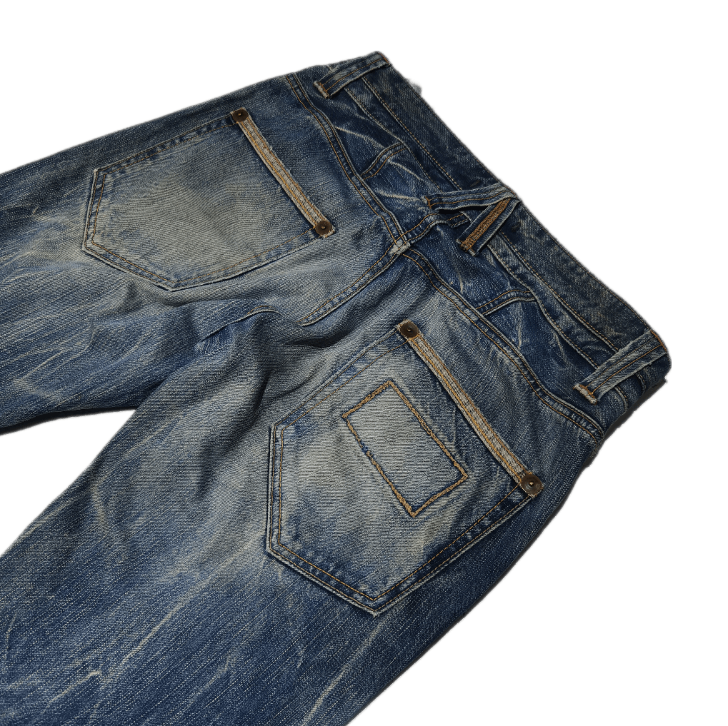 Blue Blue Japan 🇯🇵 90s Blue Way Distressed Denim Mud Wash Pants Size US 30 / EU 46 - 4 Thumbnail