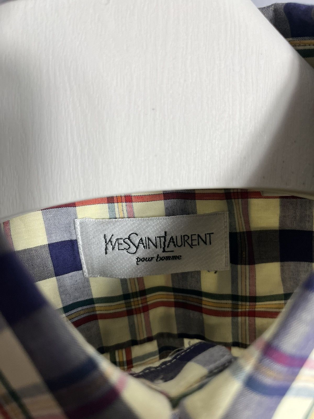 Vintage × Yves Saint Laurent Yves Saint Laurent YSL plaid check long sleeve shirt Size US XL / EU 56 / 4 - 4 Thumbnail