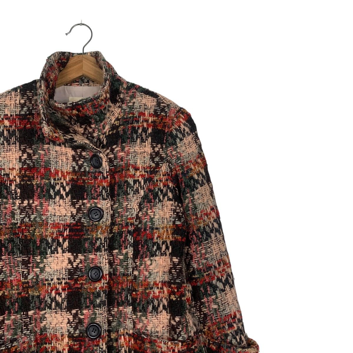 Japanese Brand RAISON Made in Japan Checkered Tweed Long Coat #1811-C20 Size S / US 4 / IT 40 - 5 Thumbnail