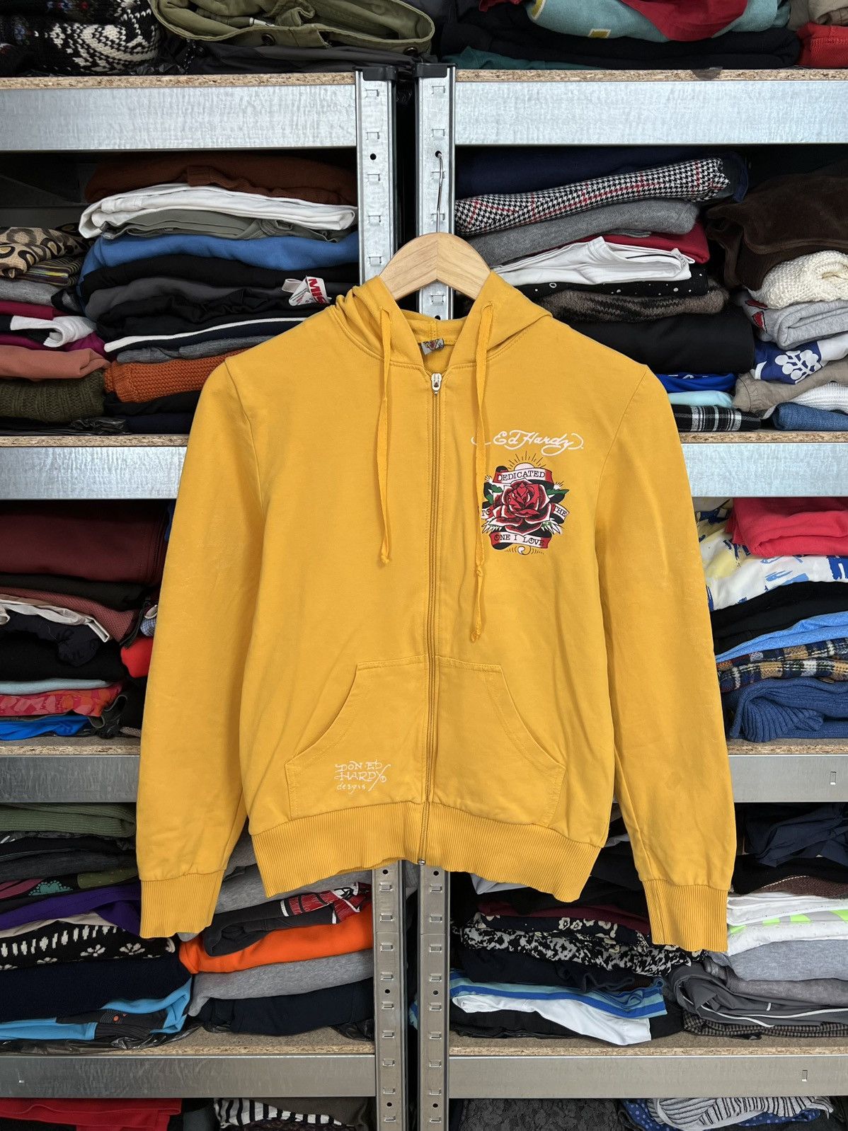 Ed Hardy Ed Hardy Y2K Style Full Zip Big Logo Hoodie Yellow Size XL Size XL / US 12-14 / IT 48-50 - 3 Thumbnail