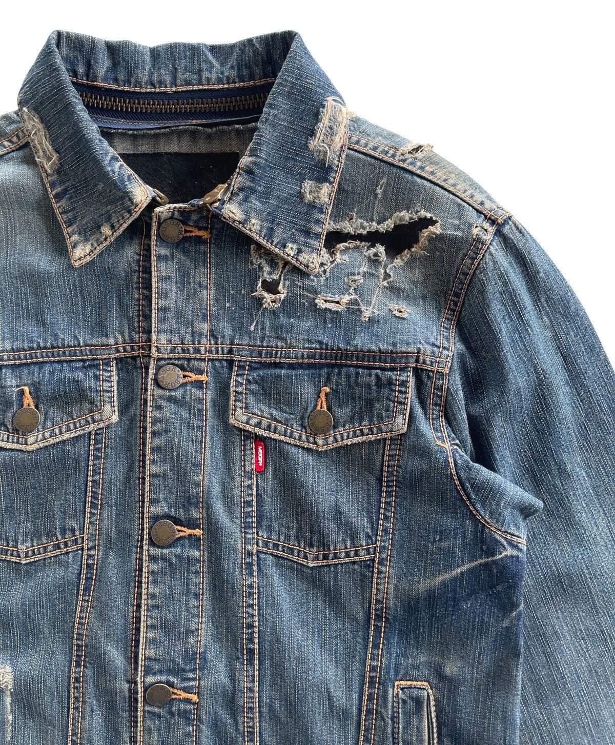 Japanese Brand MSGR Distressed Denim Jacket Size US M / EU 48-50 / 2 - 5 Thumbnail