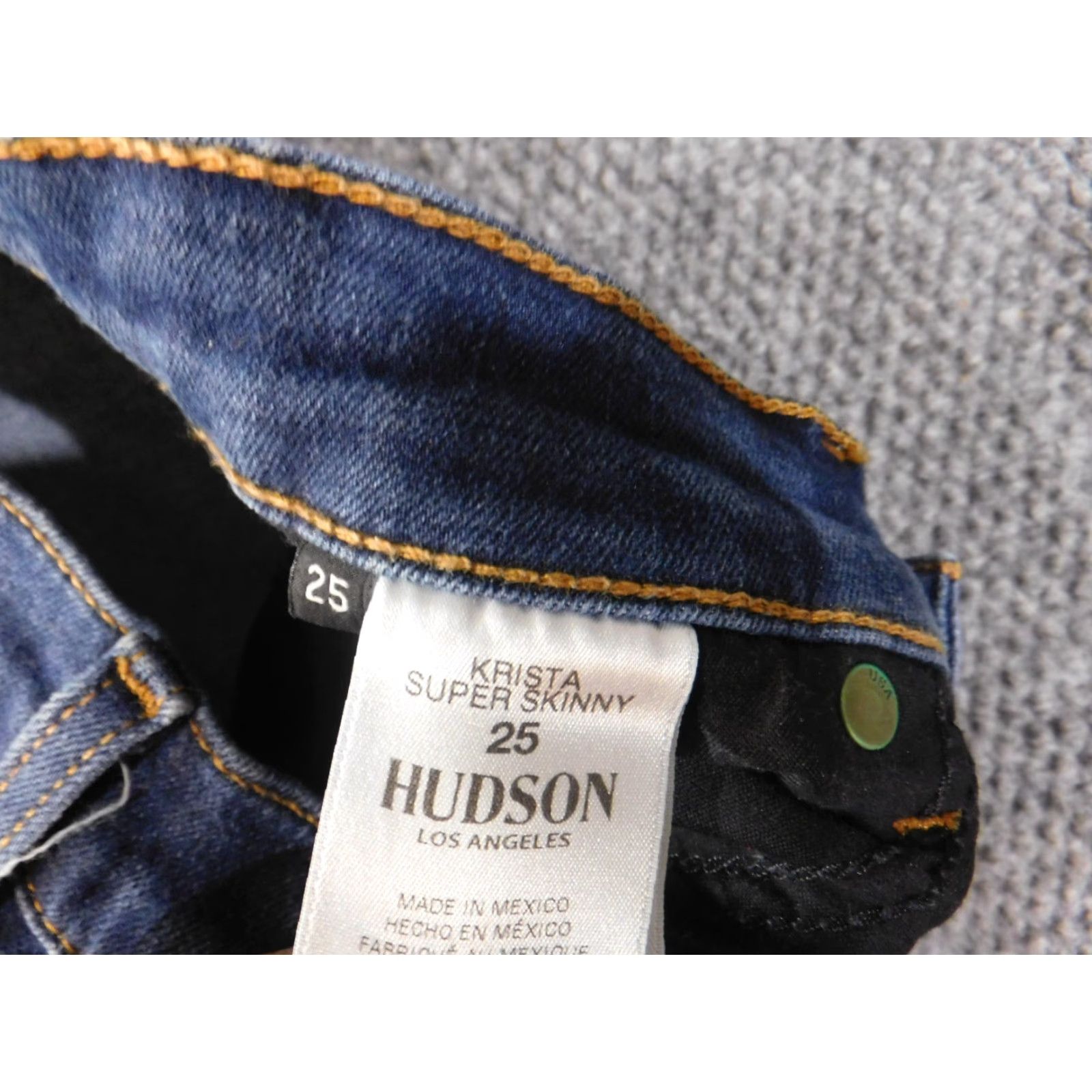 Hudson Hudson Jeans Womens 25 Skinny Kristina Stretch Denim Jeans Zipper Dark Blue 27 Inseam Womens Regular Vintage No Size 42" / US 20 - 5 Thumbnail