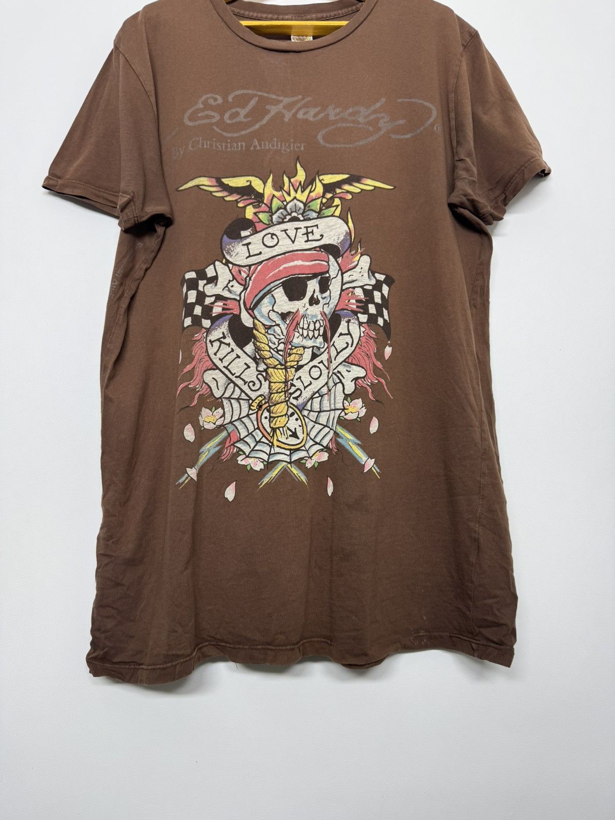 Ed Hardy Ed Hardy Christian Audigier Skull Tatto Brown T-shirt Size US L / EU 52-54 / 3 - 7 Thumbnail