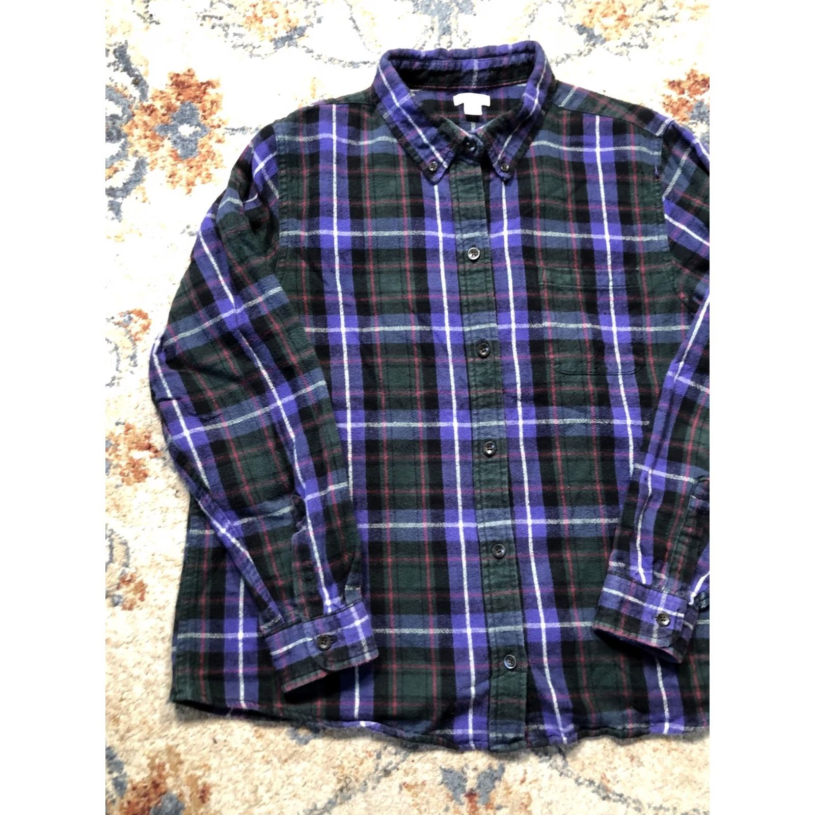 Vintage L.L.Bean Shirt Womens Petite Large Green Plaid Flannel Button Front Long Sleeve Size L / US 10 / IT 46 - 3 Thumbnail