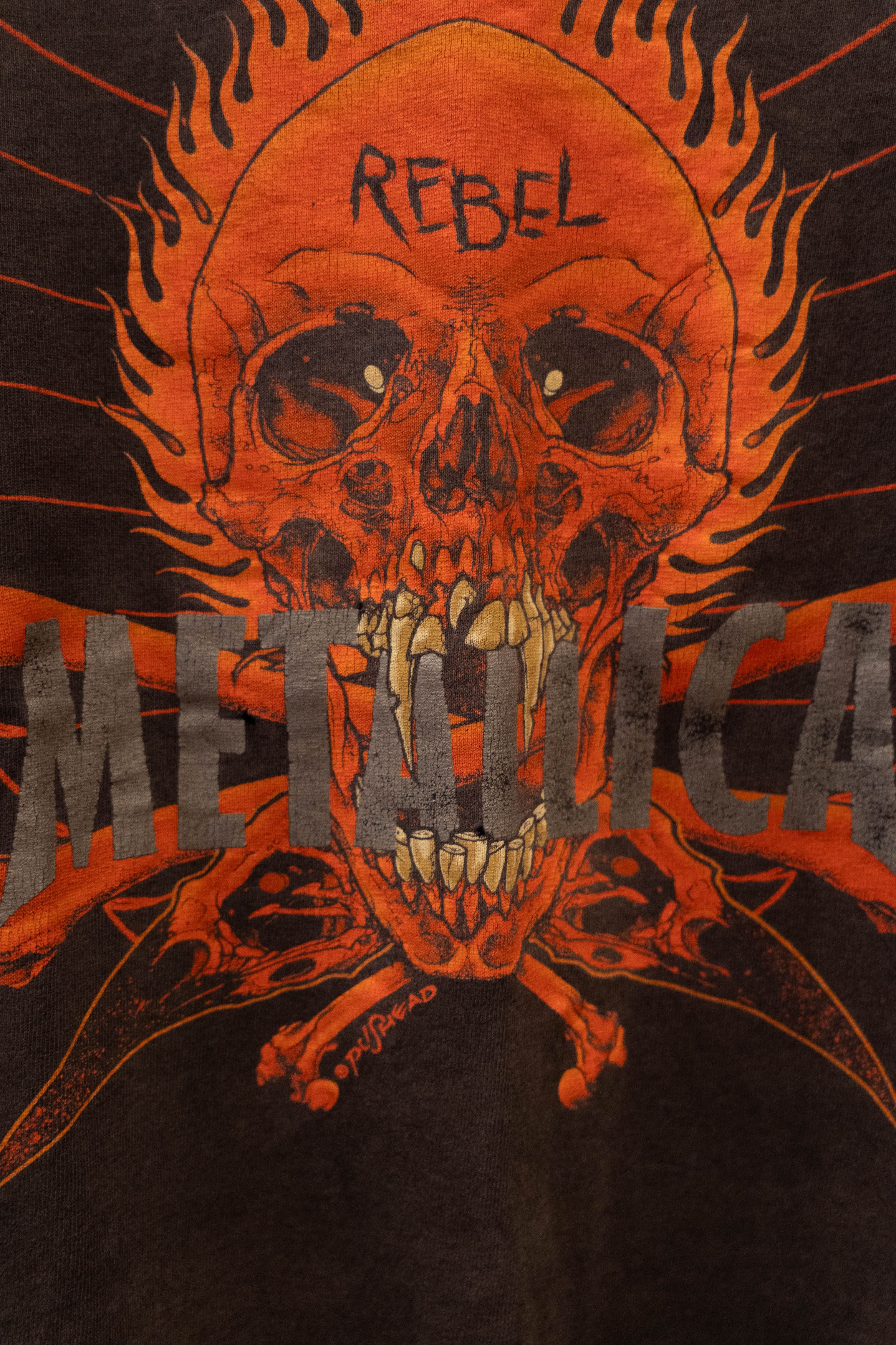 Band Tees × Metallica × Vintage Thrashed Vintage Metallica Rebel Pushead Distressed T Shirt Size US L / EU 52-54 / 3 - 4 Thumbnail