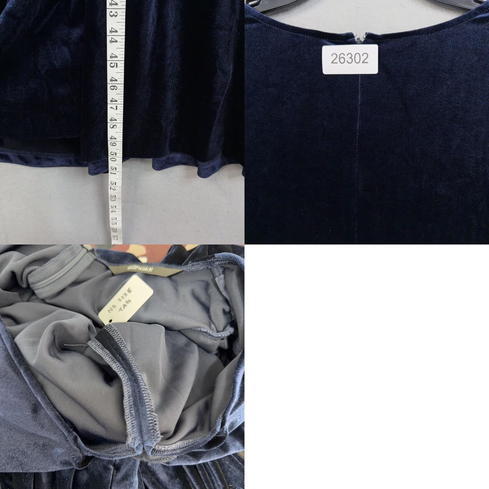Vintage eShakti Dress Womens M Blue Velvet Maxi Bell Sleeve Formal Wedding Party Size M / US 6-8 / IT 42-44 - 8 Thumbnail