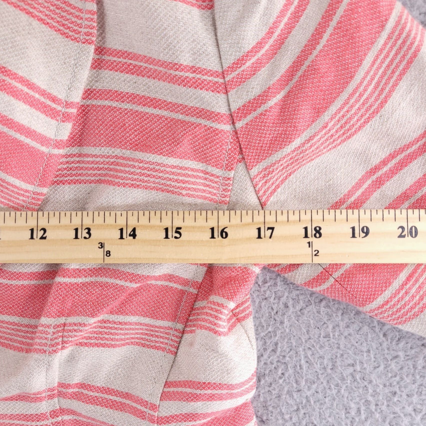 Ann Taylor Ann Taylor LOFT jacket Womens Size 2 Linen Blend Blazer Beige Stripe Pink Mango Bluff Beige Linen Blend Striped Jacket Women's Size 2 Size XS / US 0-2 / IT 36-38 - 6 Thumbnail