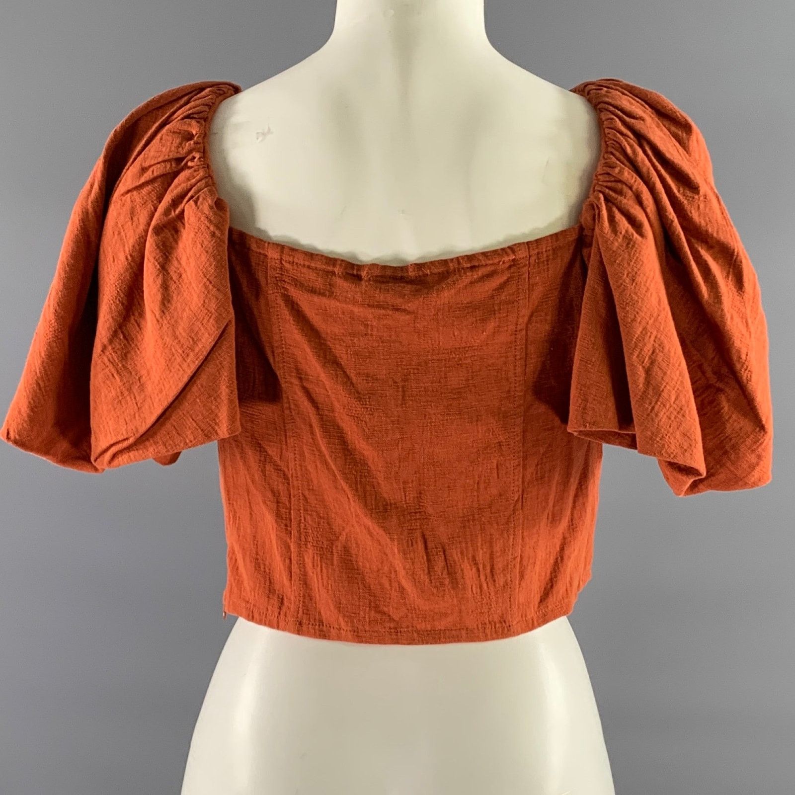 Jonathan Simkhai JONATHAN SIMKHAI Size 8 Orange Rust Linen Cropped Top Size M / US 6-8 / IT 42-44 - 4 Thumbnail