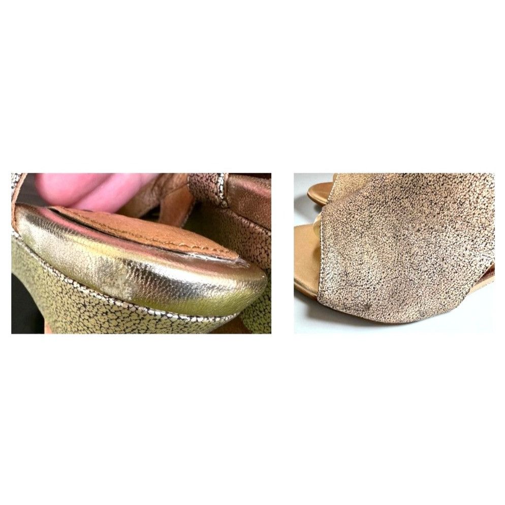 Other Softt Heels 7M Gold Metallic Peep Toe Slingbacks Leather Upp Size US 7 / IT 37 - 12 Thumbnail