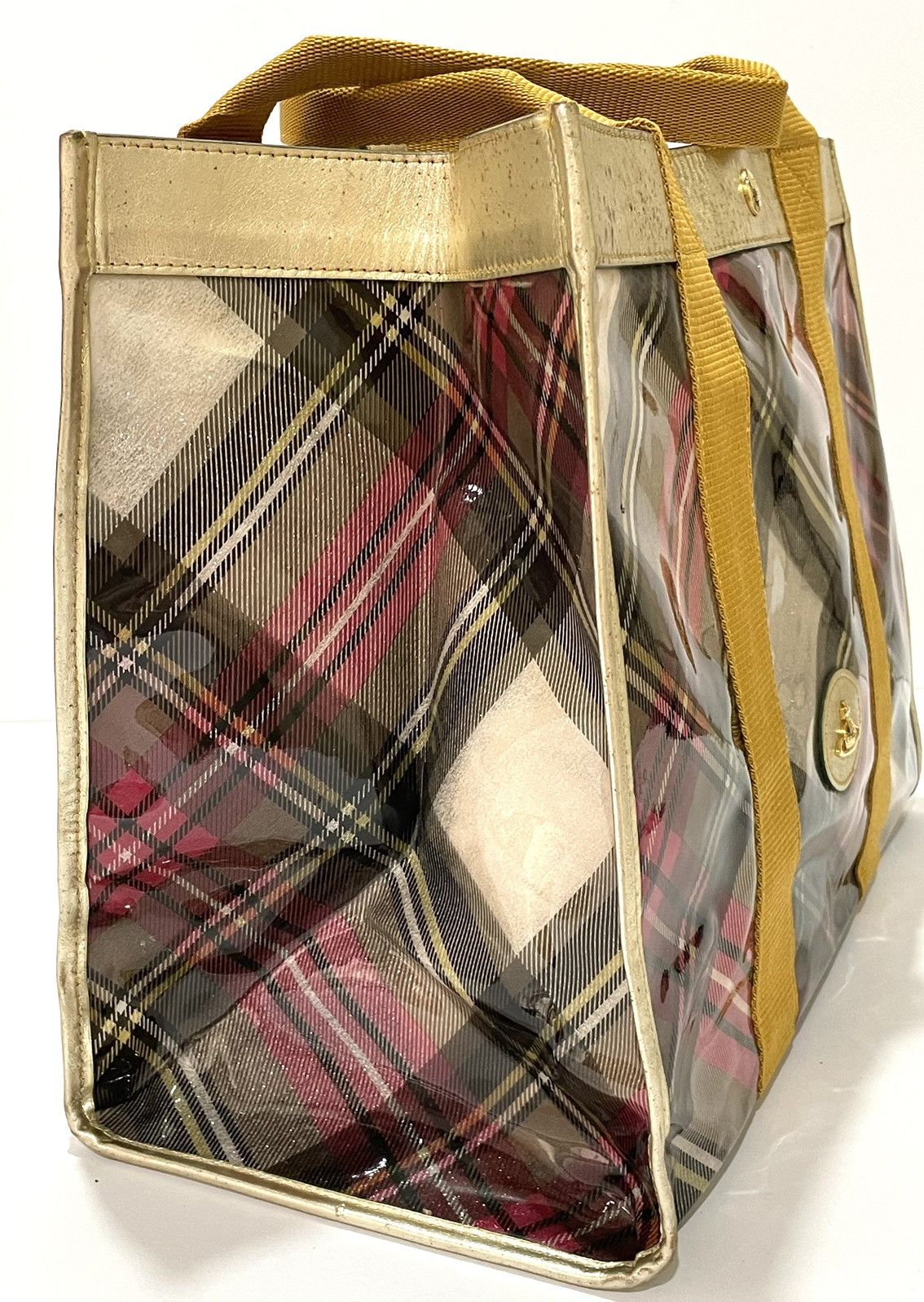 Vivienne Westwood Tartan PVC Tote with Matching Pouch – Gold Trim Size ONE SIZE - 7 Thumbnail