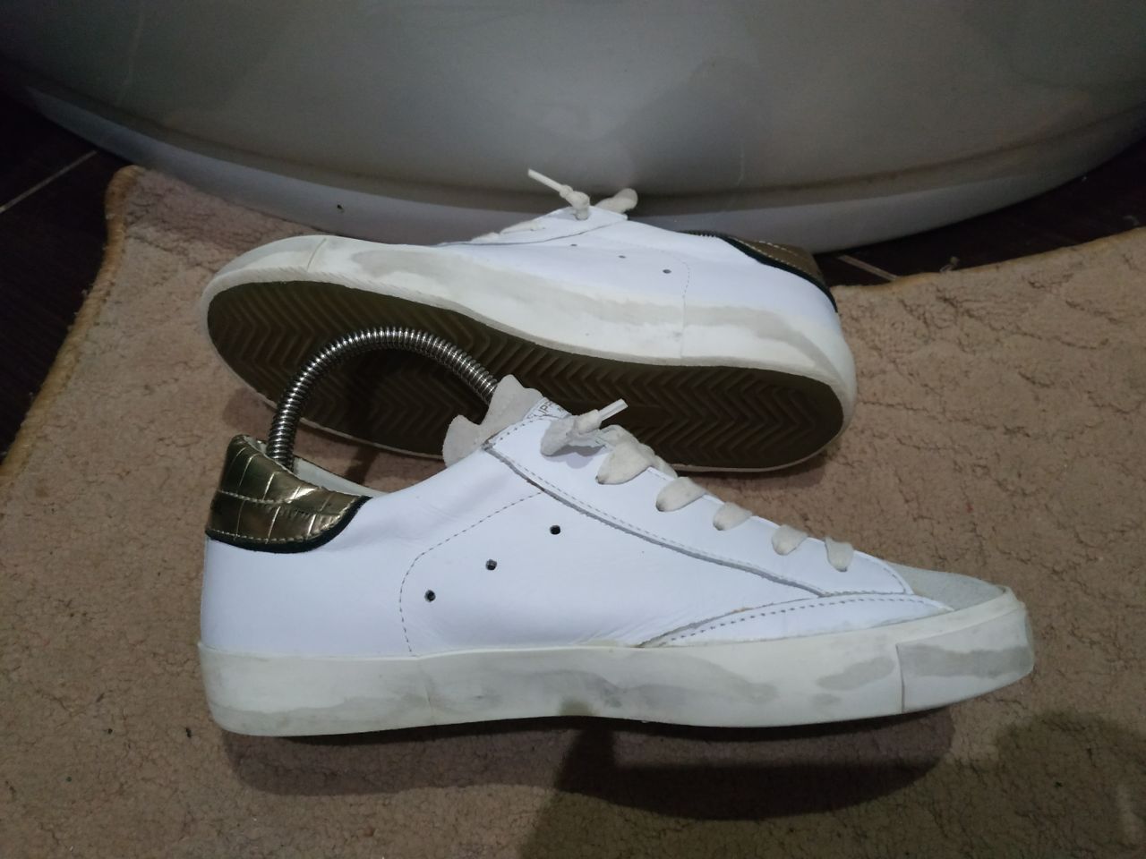 Philippe Model Philippe Model PRHX/78 EDT White Gold Leather Sneakers 38 Size US 7.5 / IT 37.5 - 11 Thumbnail