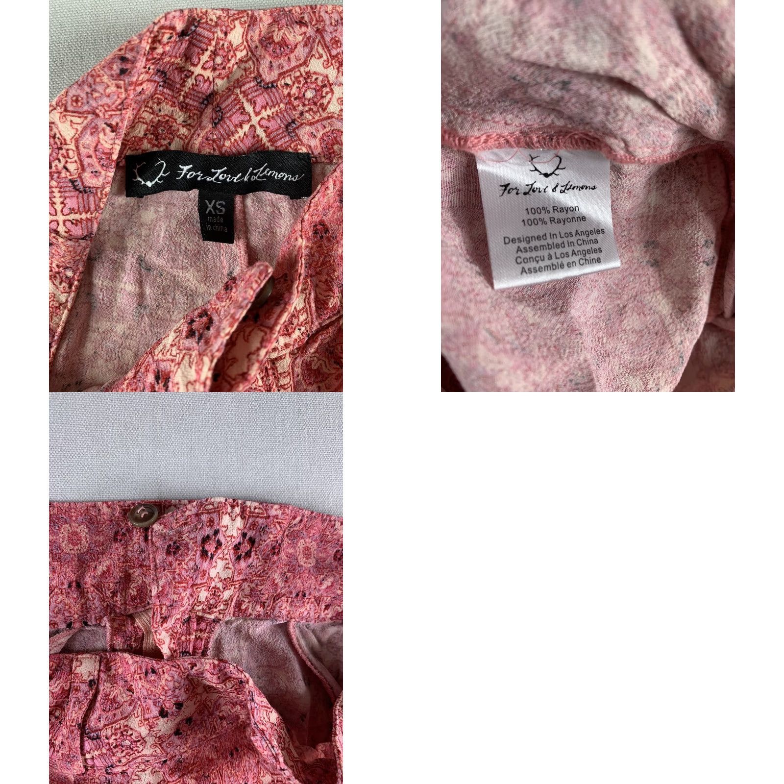 For Love & Lemons FOR LOVE AND LEMONS Pants Women XS Red Paisley Rayon Lightweight Dress Pants Size 26" / US 2 / IT 38 - 8 Thumbnail