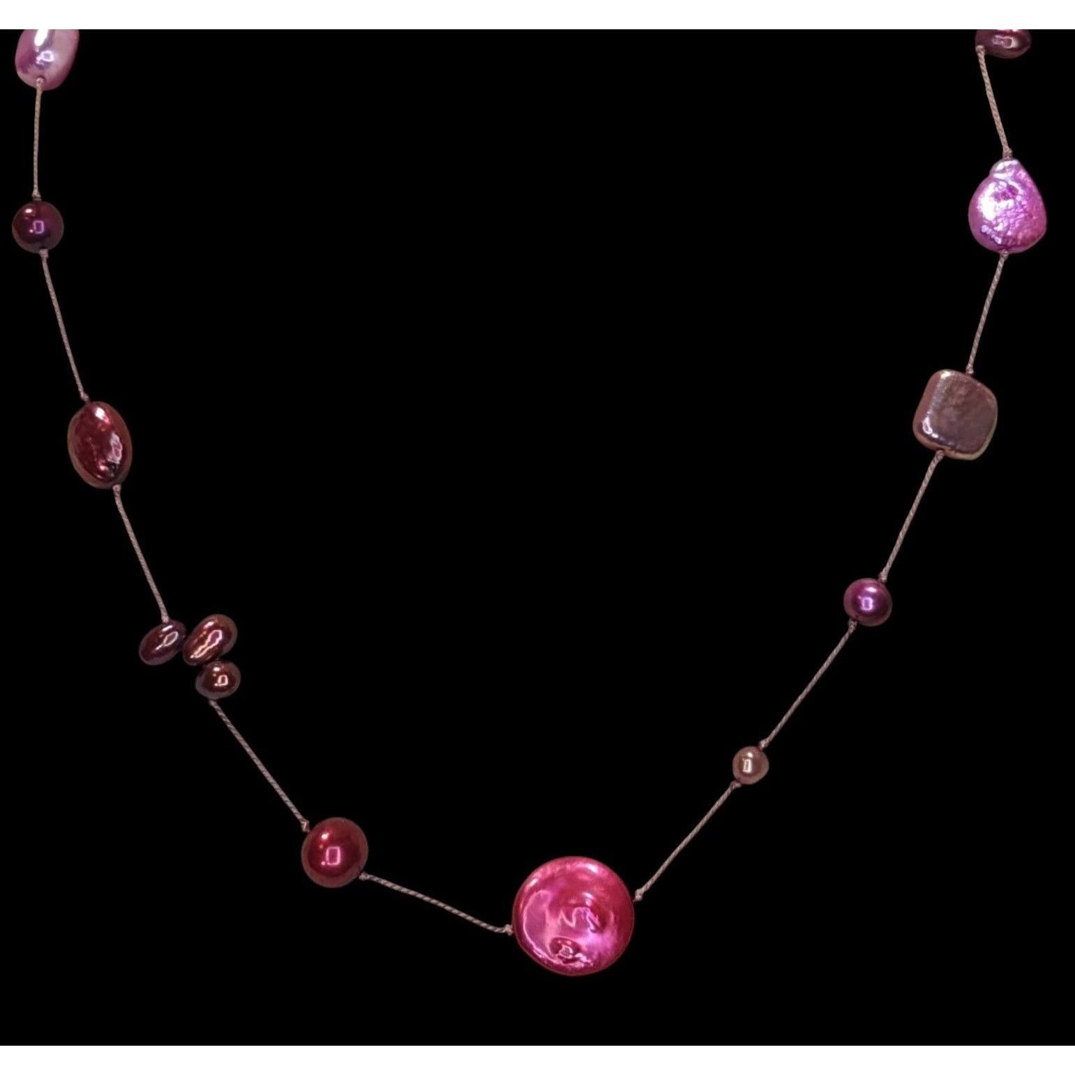Handmade Vintage Handmade Pink Freshwater Pearl Necklace With Toggle Size ONE SIZE - 4 Thumbnail