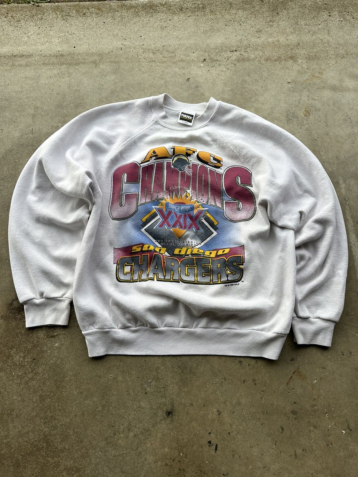 image of Made In USA x Nfl 1994 San Diego Chargers Afc Champions Crewneck in White, Men's (Size XL)