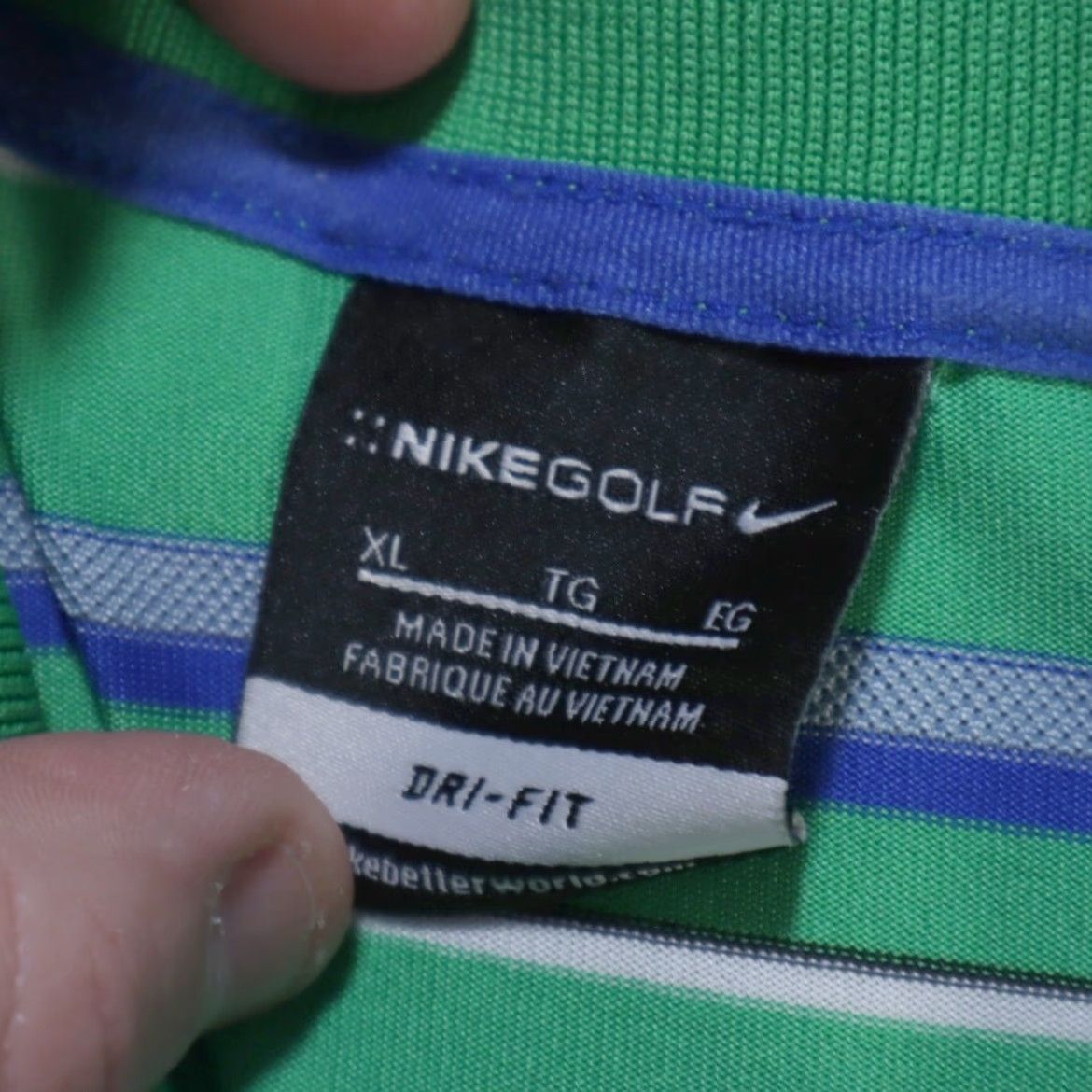 Nike Nike Polo Shirt Green XL Men's Dri-Fit Wicking Striped Shirt Size US XL / EU 56 / 4 - 5 Thumbnail