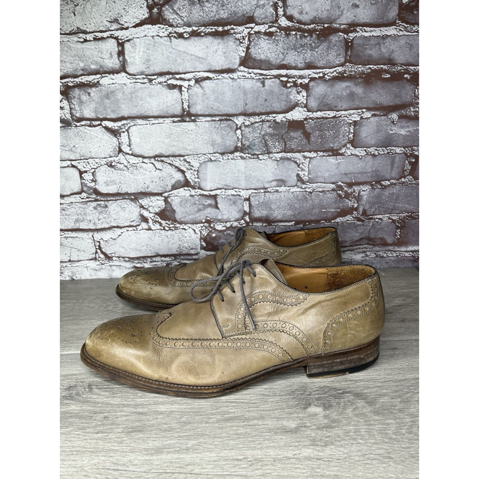 Magnanni MAGNANNI Gray Leather Brogue Wingtip Derby Lace Dress Shoes Size US 11 / EU 44 - 16 Thumbnail