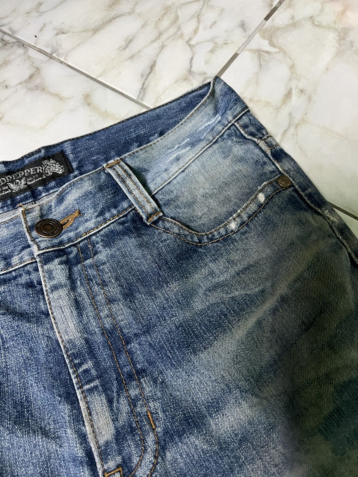 Japanese Brand 💥Baggy💥Redpepper Double Knee Washed Ripped Distress Jeans Size US 35 - 8 Thumbnail