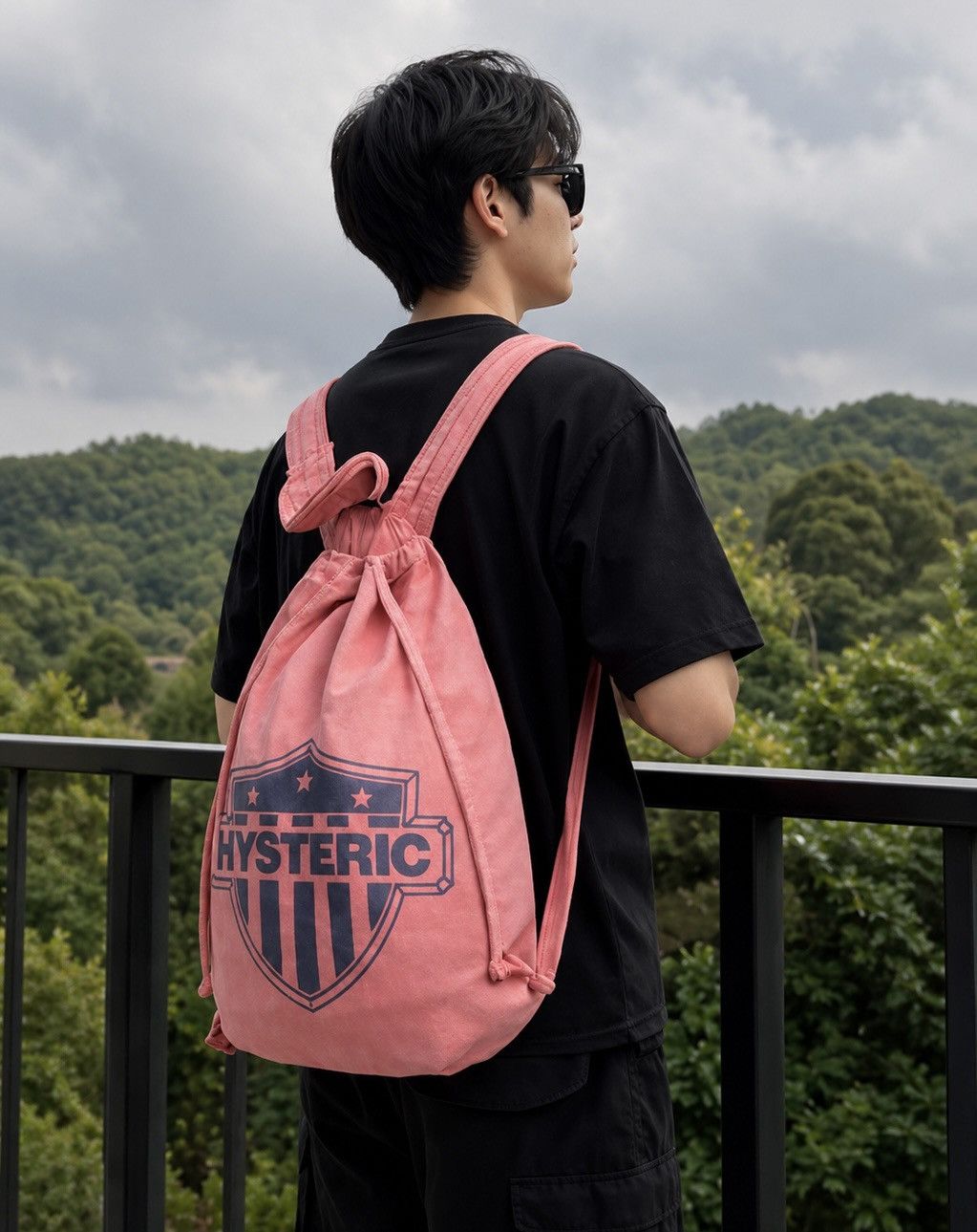 Hysteric Glamour Hysteric Pink Canvas Drawstring Backpack Y2K Archive Bag Size ONE SIZE - 3 Thumbnail