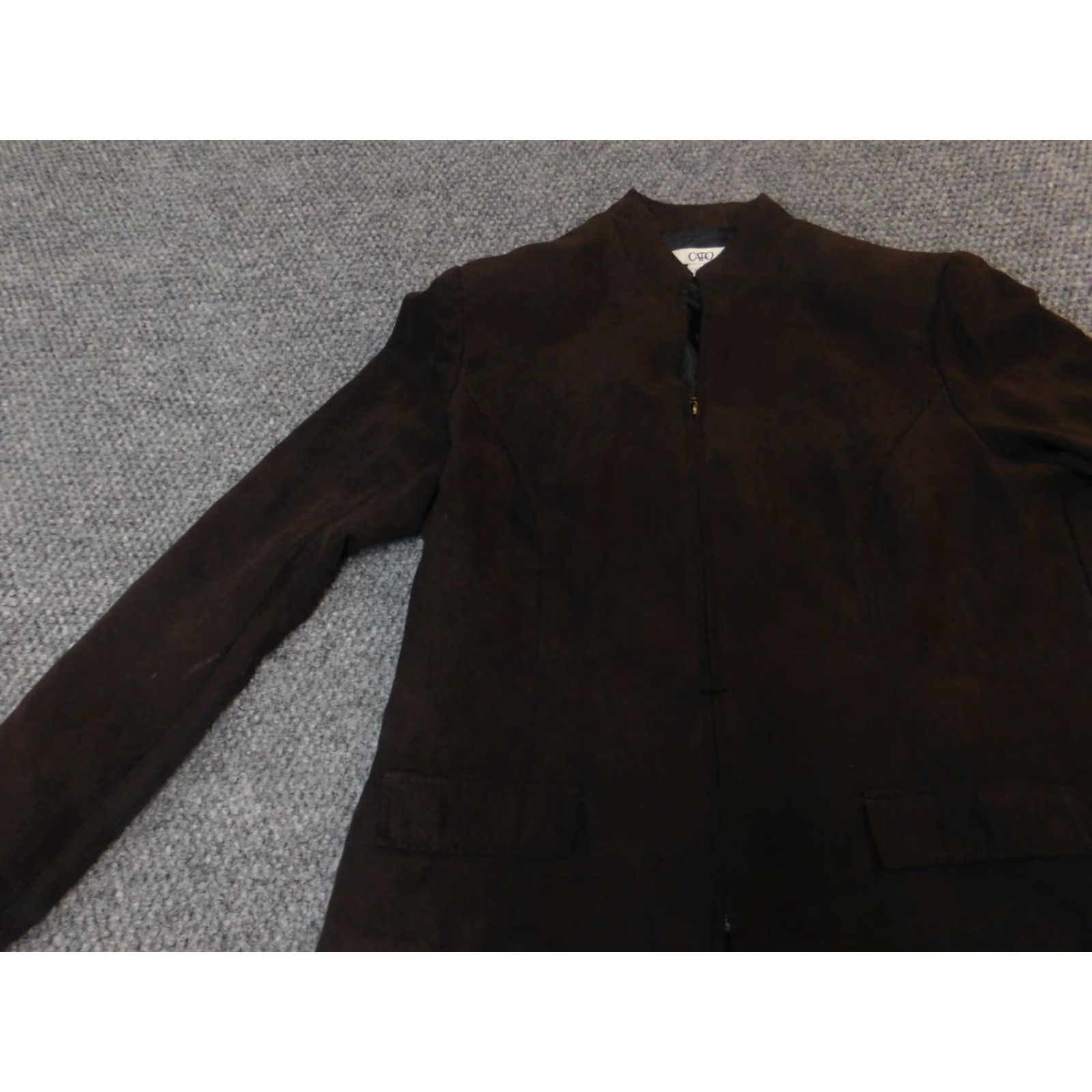 Vintage Cato Womens Jacket 12 Brown Full Zip Knit Pattern Solid Casual Winter Basic Jacket Mens? Women? Size XL / US 12-14 / IT 48-50 - 3 Thumbnail