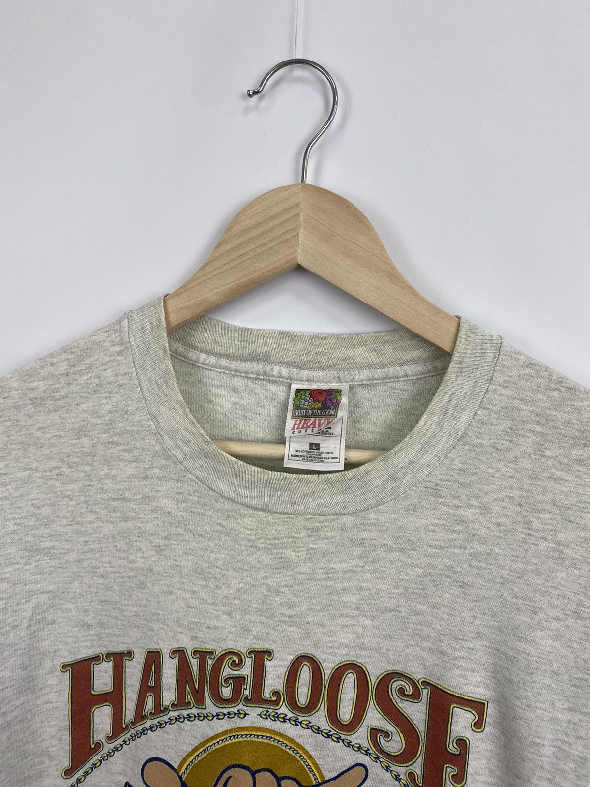 Fruit Of The Loom 🤙🏿 Vintage 90s Hang loose Surfing Hawaii Aloha t-shirt hype Size US L / EU 52-54 / 3 - 9 Thumbnail
