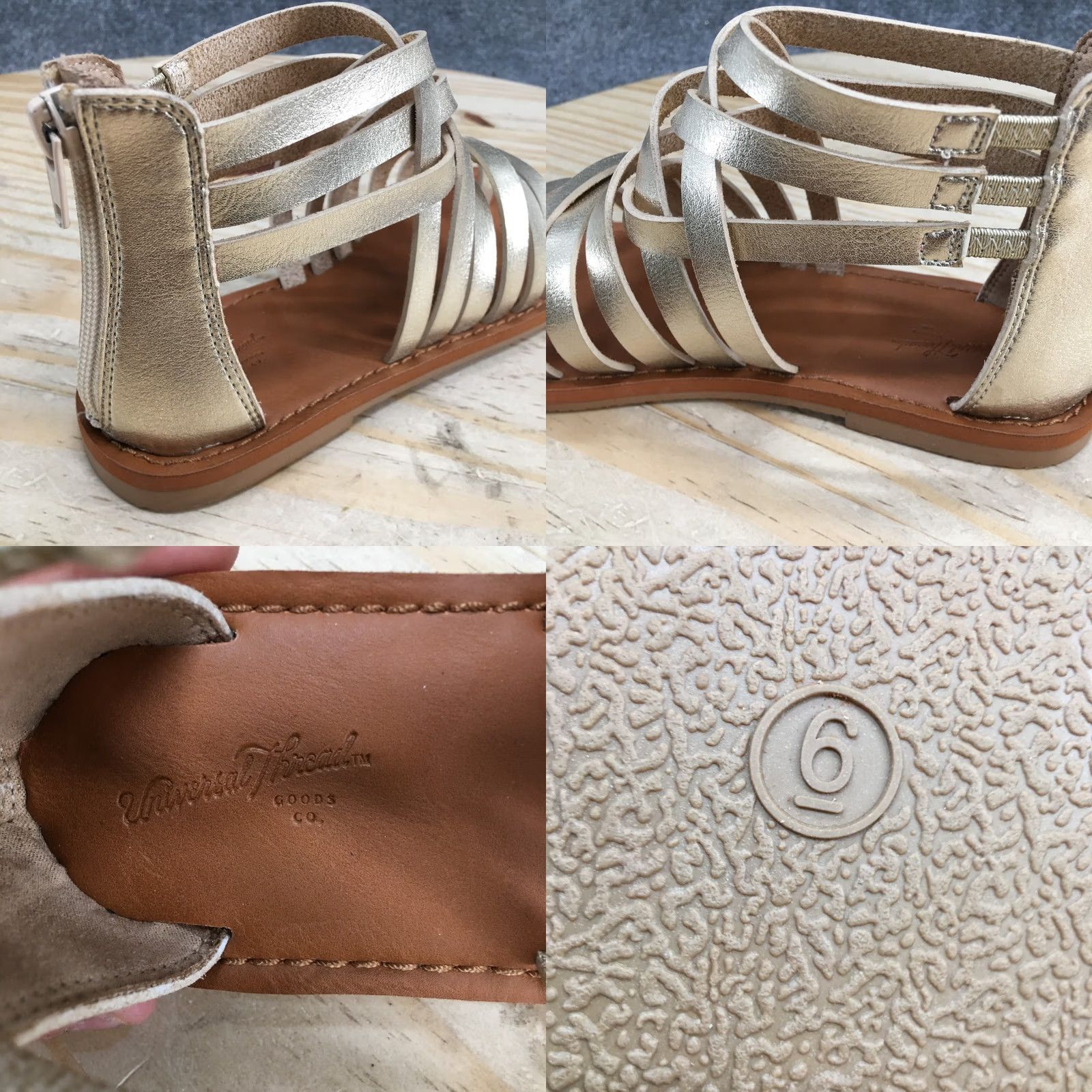 Vintage Universal Thread Sandals Womens 6 Gold Gladiator Strappy Back Zip Casual NEW Size US 6 / IT 36 - 9 Thumbnail