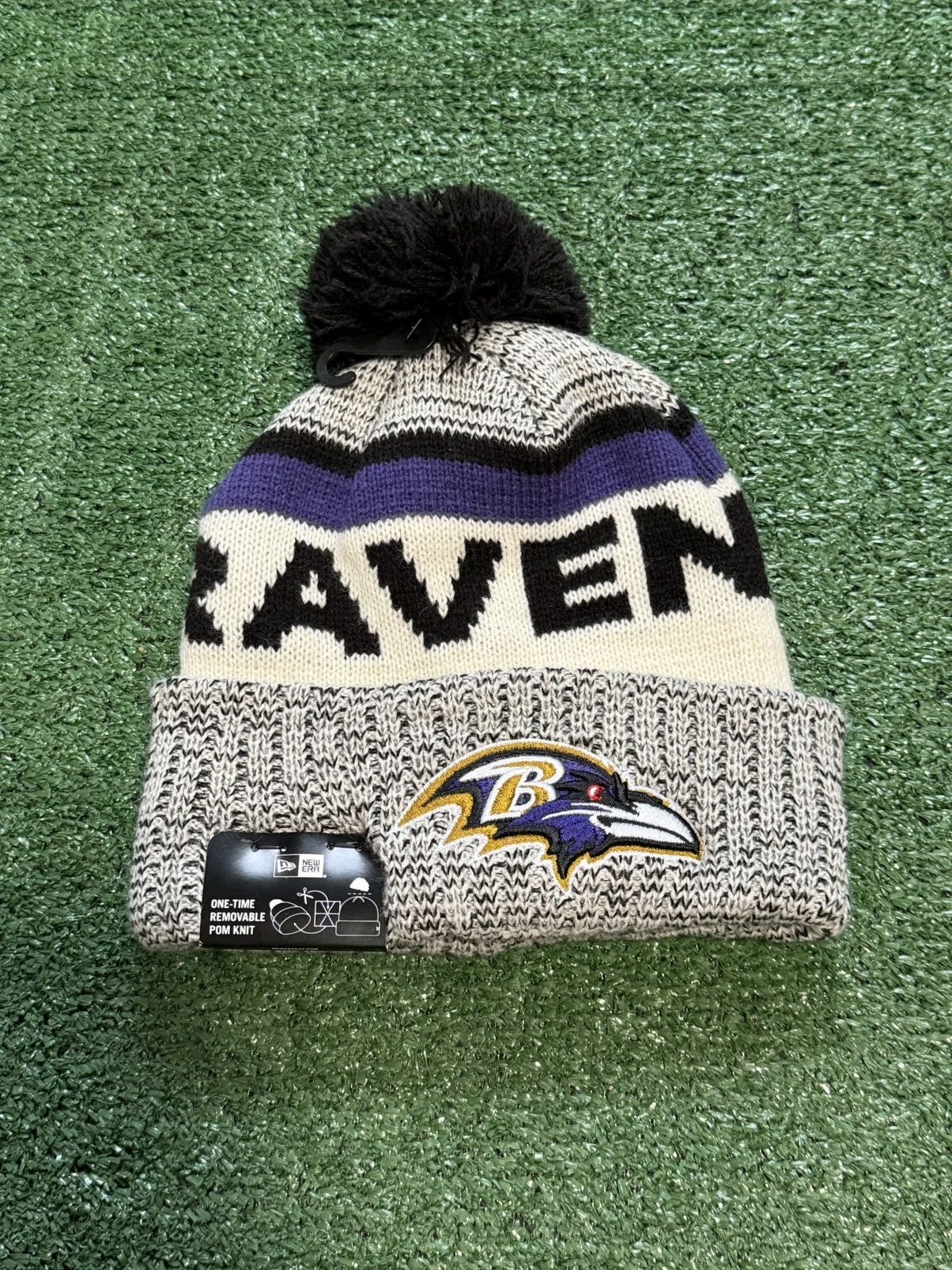 New Era NFL Baltimore Ravens Embroidered New Era Removable Pom Knit Size ONE SIZE - 1 Thumbnail