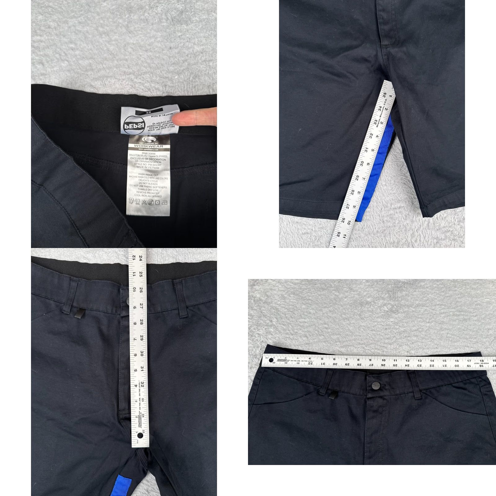 Vintage Pepsi Shorts Adult 38 Black Blue Pockets Work Uniform PM-SHORT Cotton Blend 10" Mens Size US 38 / EU 54 - 8 Thumbnail