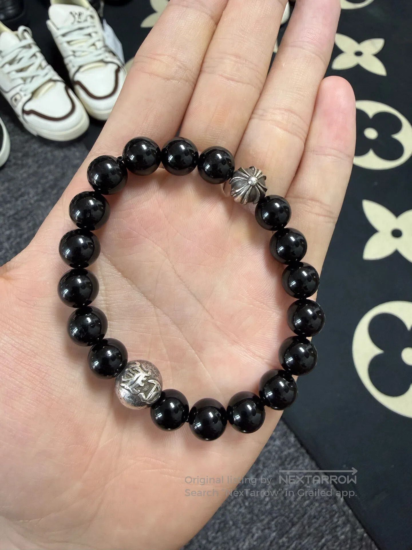 Chrome Hearts CHROME HEARTS Obsidian Double Silver Bead Bracelet| Size ONE SIZE - 1 Thumbnail