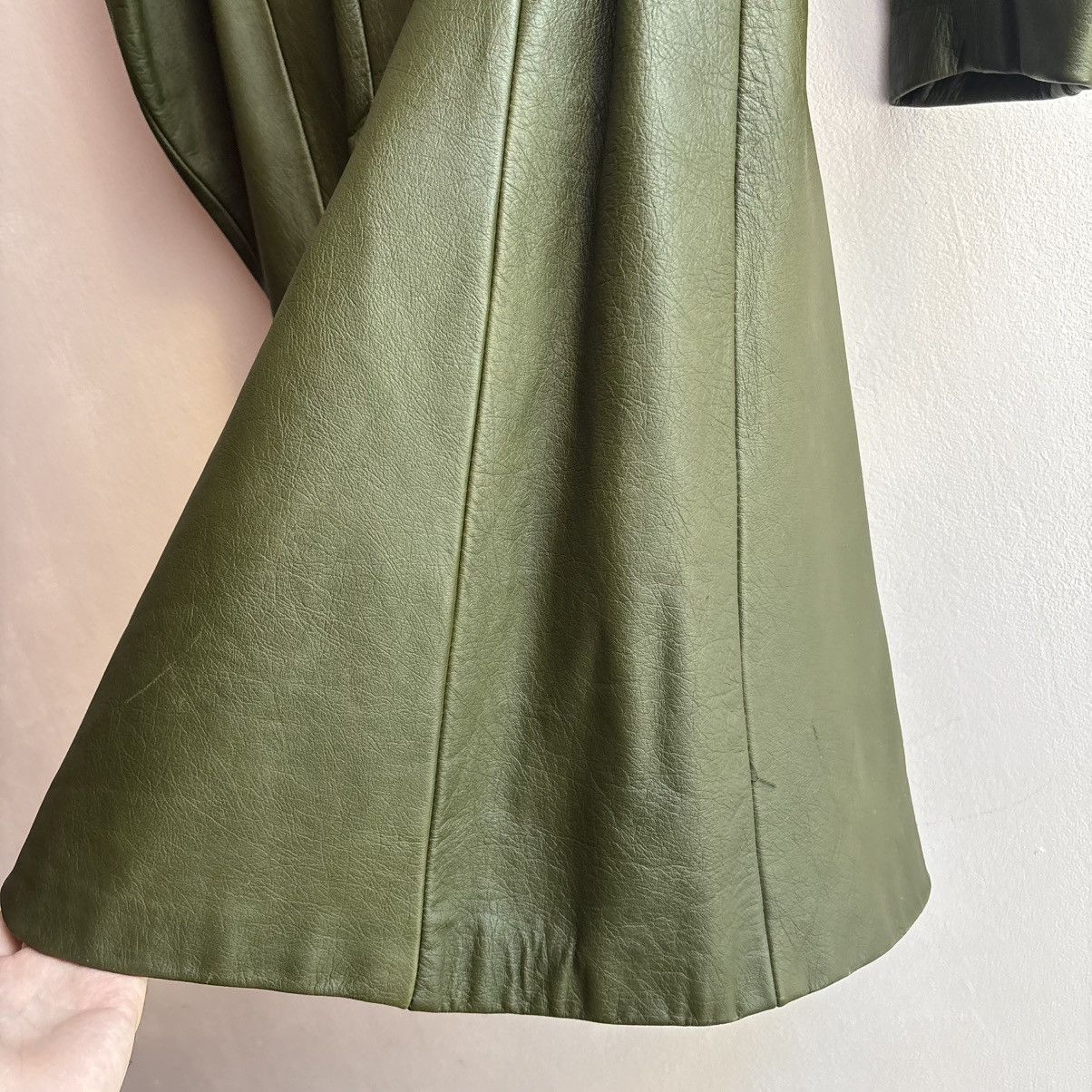 Vintage Vintage Green Leather Trench Coat Jacket Italy Hand Made Size XS / US 0-2 / IT 36-38 - 6 Thumbnail