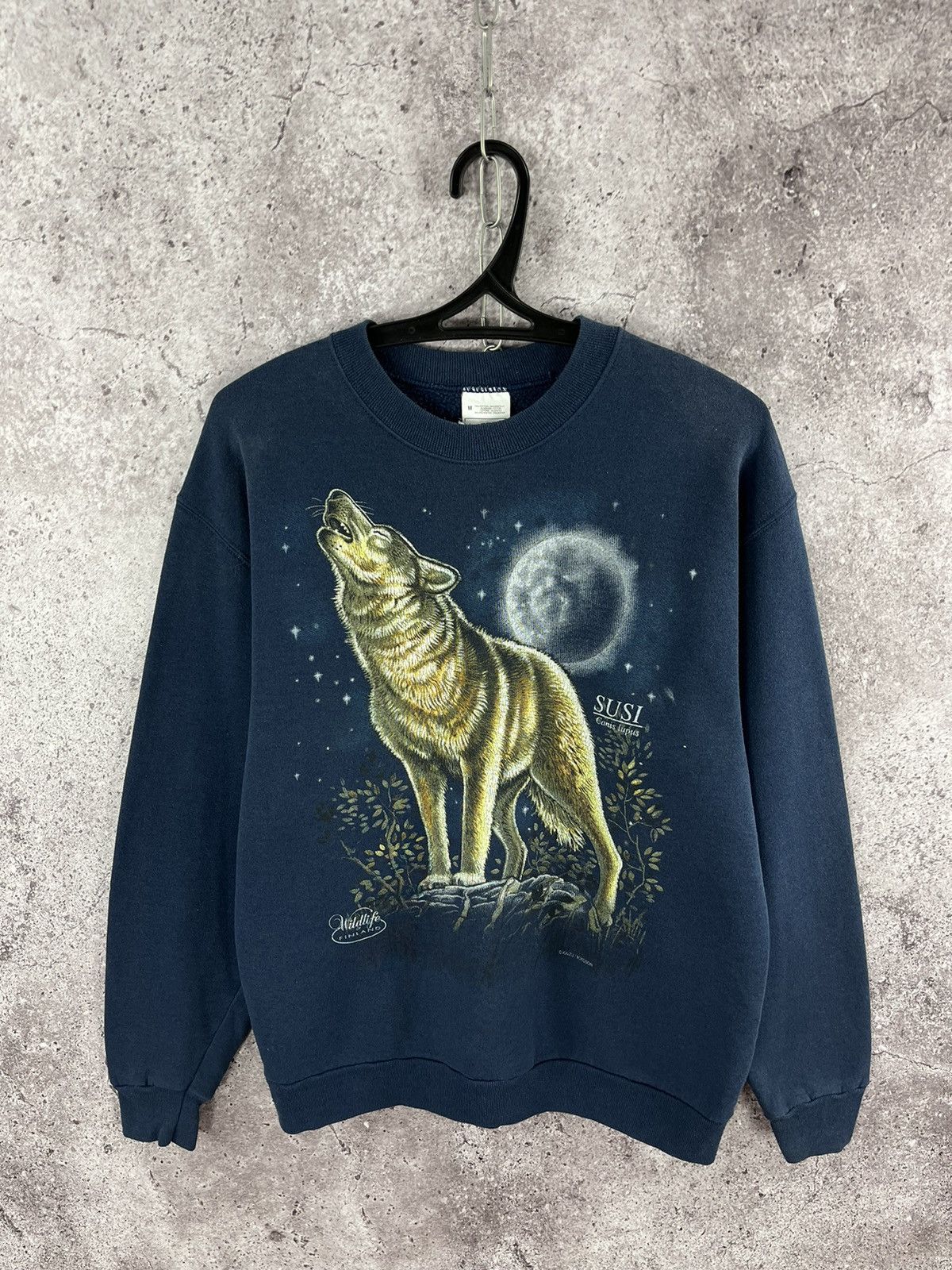 Fruit Of The Loom Screen Stars Vintage Sweatshirt Full Moon Wolf Big Logo Sz M Size US M / EU 48-50 / 2 - 1 Thumbnail