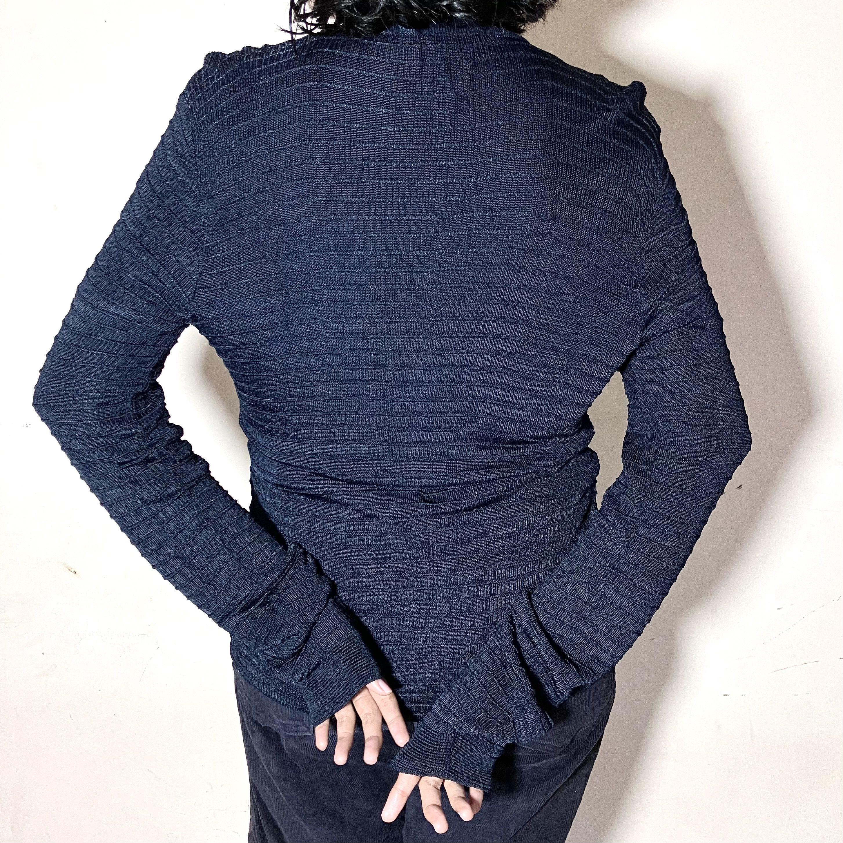 Armani Armani Collezioni navy ribbed knit cardigan Size M / US 6-8 / IT 42-44 - 3 Thumbnail
