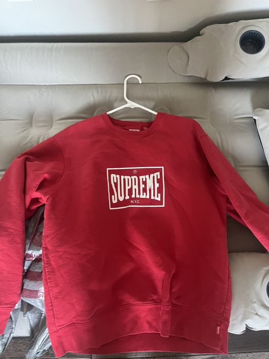 Supreme warm discount up crewneck red