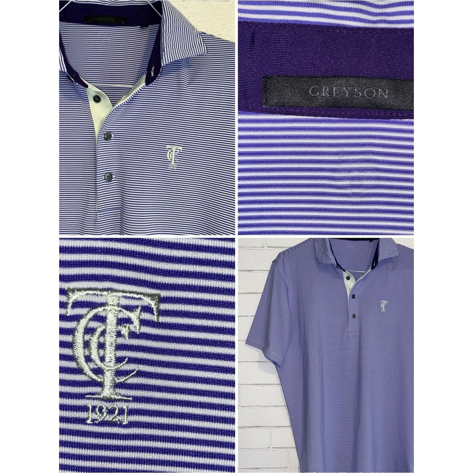 Grenson GREYSON $110 Tavistock Quogue Striped Purple Polo L Size US L / EU 52-54 / 3 - 1 Thumbnail