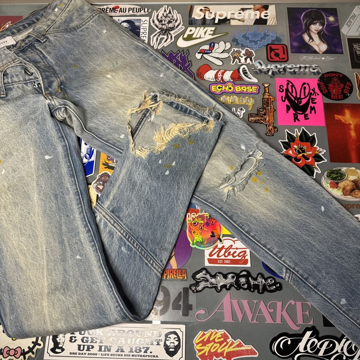 Rhude Rhude Slim-Fit Distressed Paint Splattered Denim Jeans Sz 28 Size US 28 / EU 44 - 4 Thumbnail