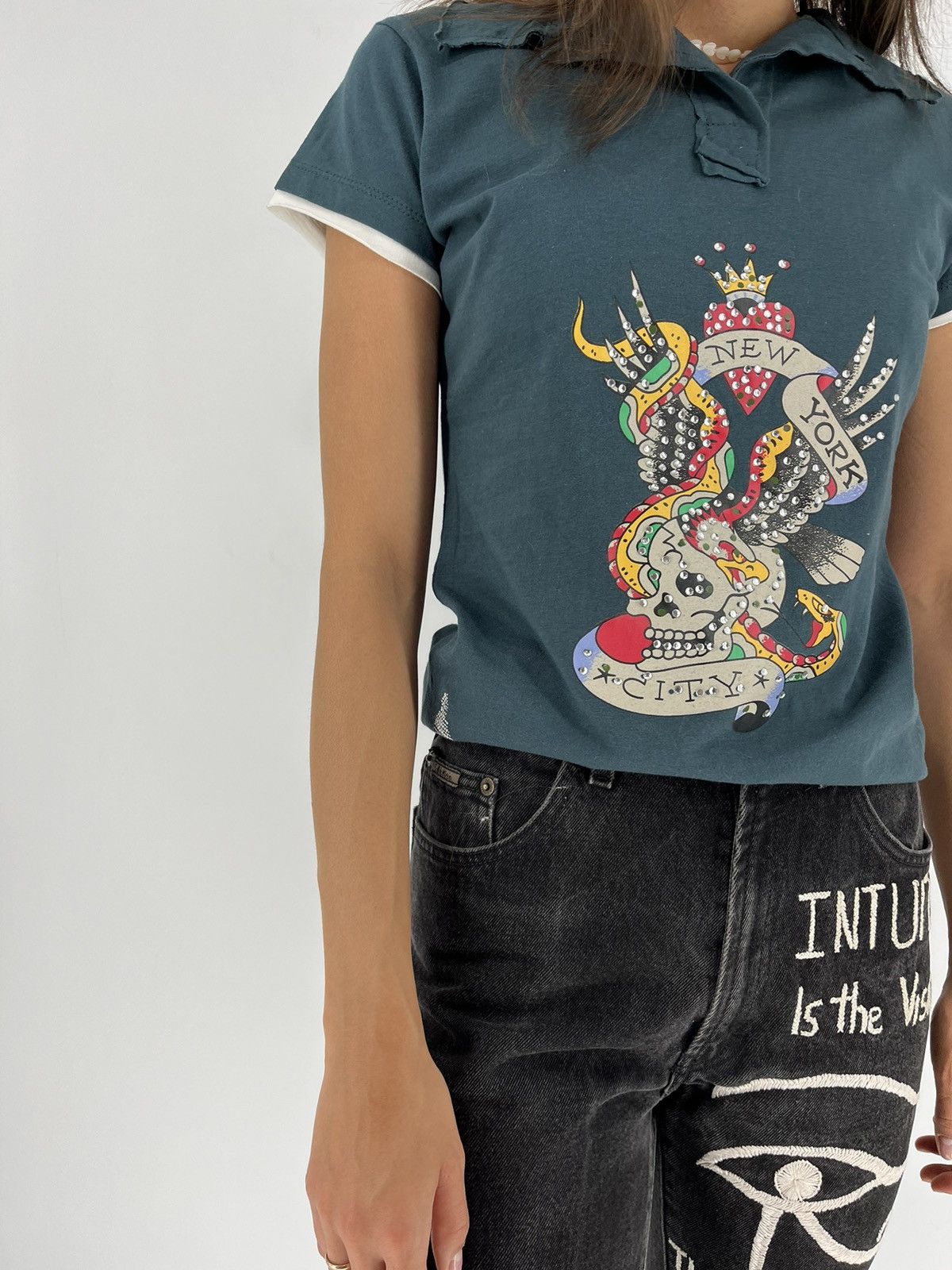 Other Vintage Ed Hardy By Christian Audigier Polo Tee Size L / US 10 / IT 46 - 5 Thumbnail
