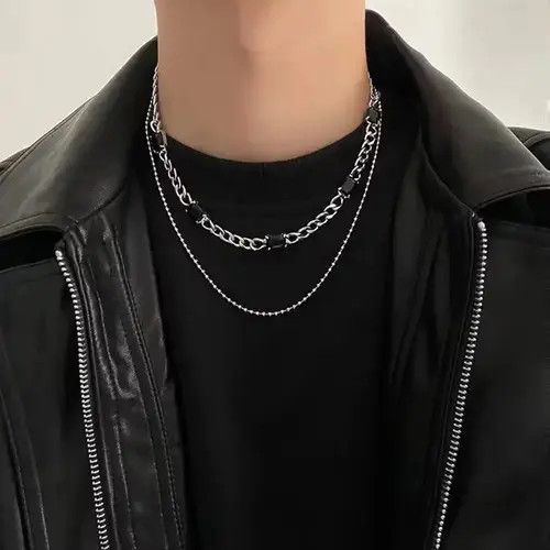 Jewelry Double Layer Cuban Chain Necklace Size ONE SIZE - 1 Thumbnail