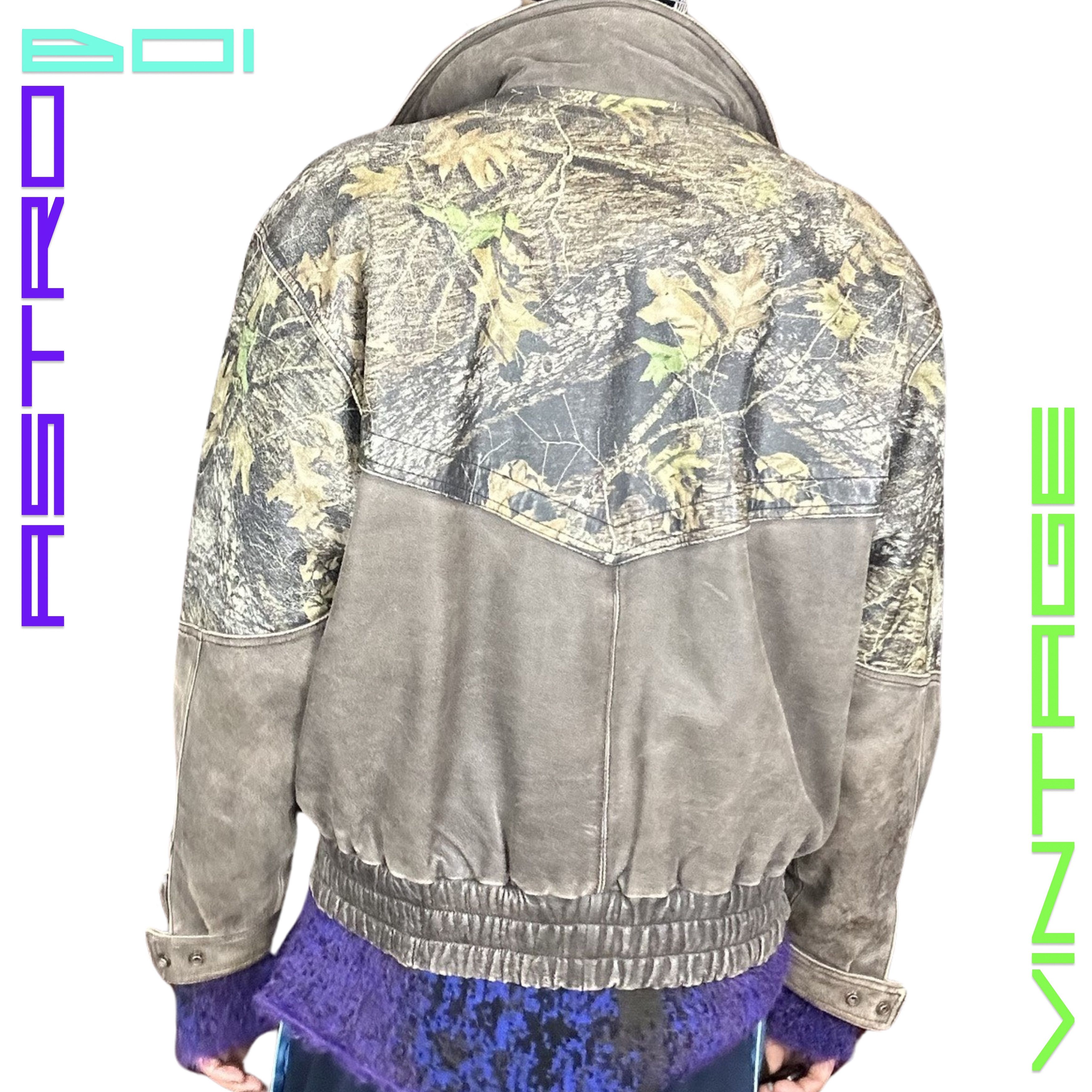 Other WEBER Brown Real Tree Camo Leather Bomber Jacket - Large Size US L / EU 52-54 / 3 - 10 Thumbnail