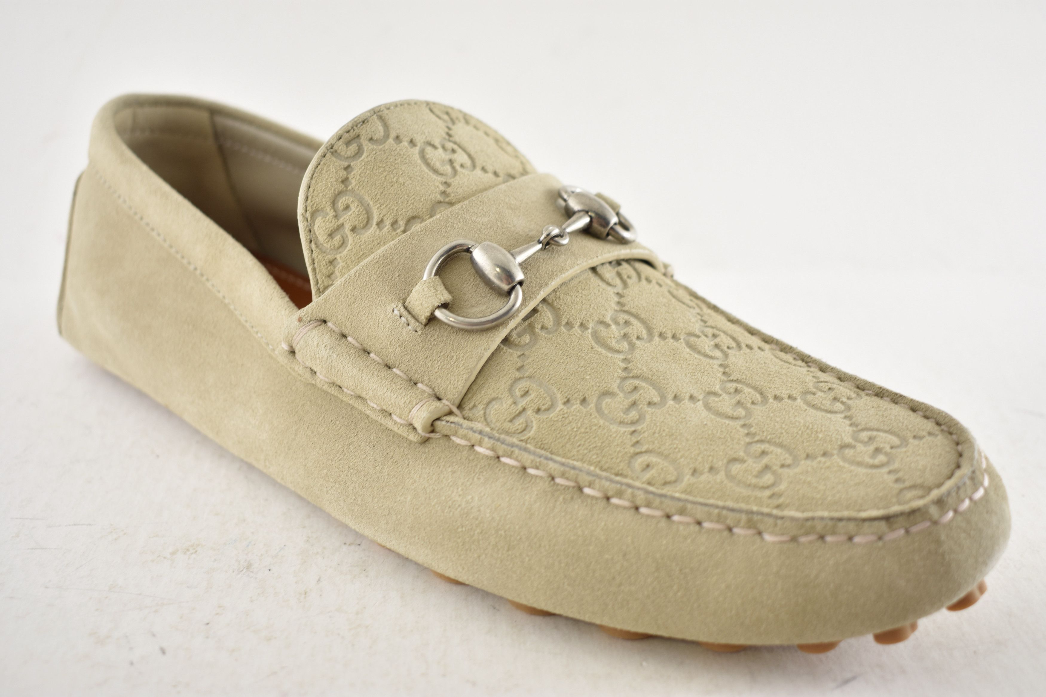 Gucci Gucci Oatmeal Suede Logo Horsebit Driver Loafer G 11 US 12 Size US 12 / EU 45 - 4 Thumbnail