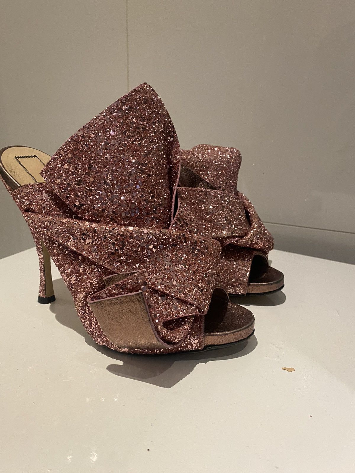 image of N21 Ronny 110 Glitter Sandals in Pink, Women's (Size 8)
