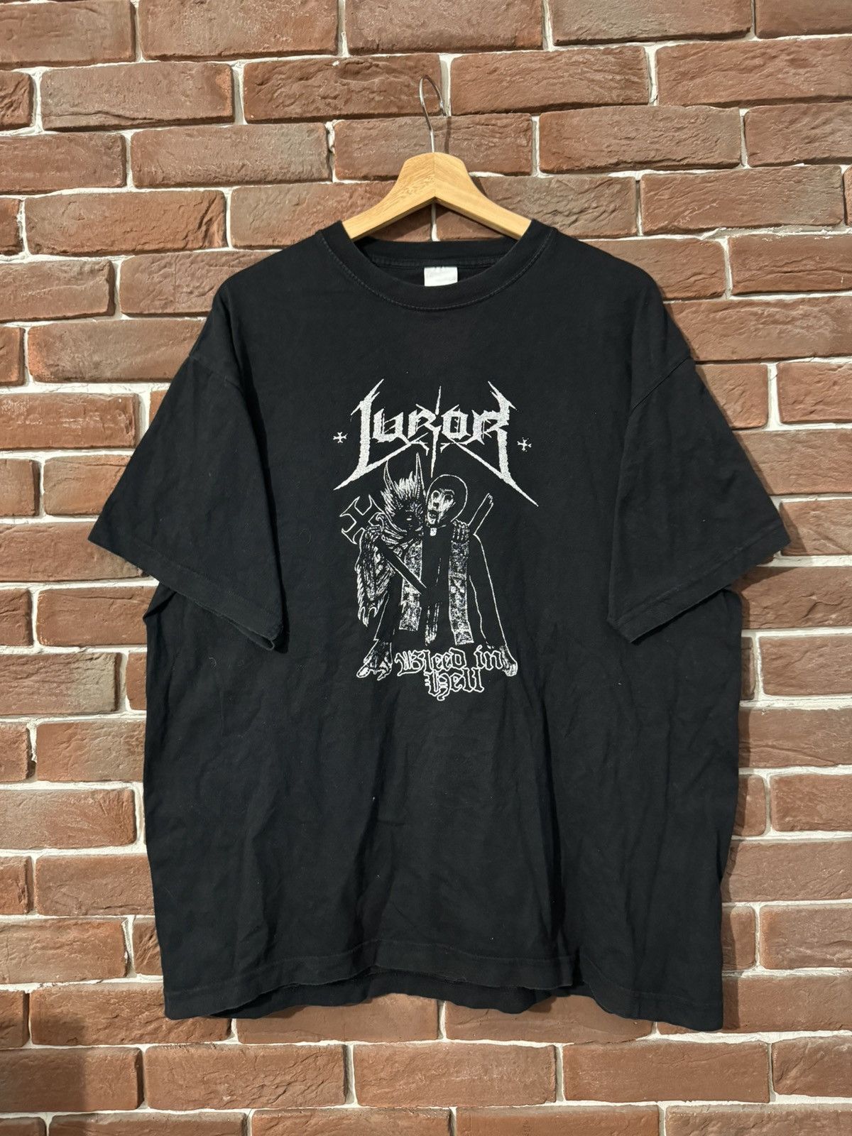 Band Tees Rare Vintage 00s Luror Bleed In Hell Black Metal Tshirt Rare Size US XL / EU 56 / 4 - 1 Thumbnail