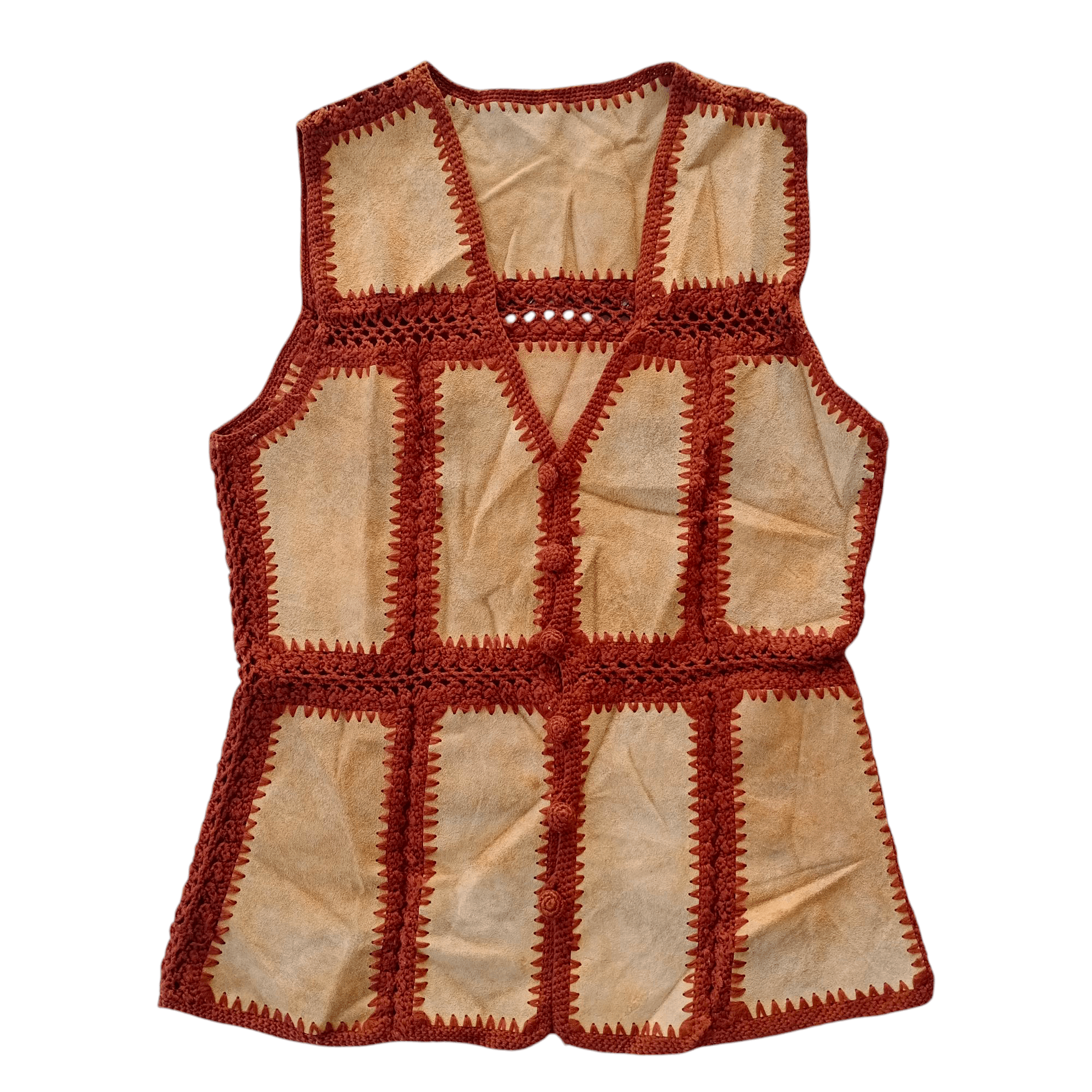 Japanese Brand × Vintage Vintage Japanese Patchwork Leather Vest 2000s cowboy rare Size US S / EU 44-46 / 1 - 1 Thumbnail